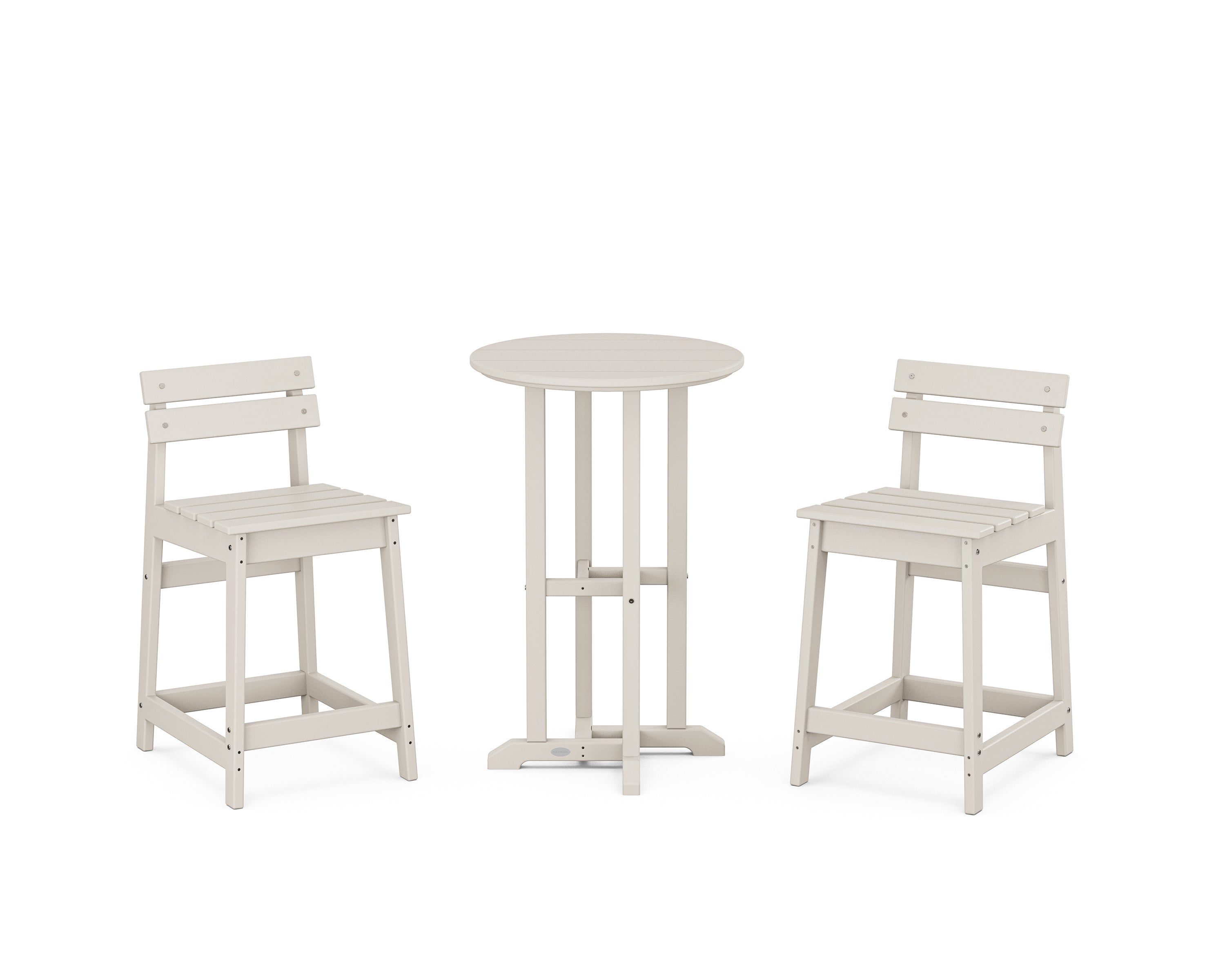 POLYWOOD Modern Studio Plaza Lowback 3-Piece Bistro Counter Set in Sand