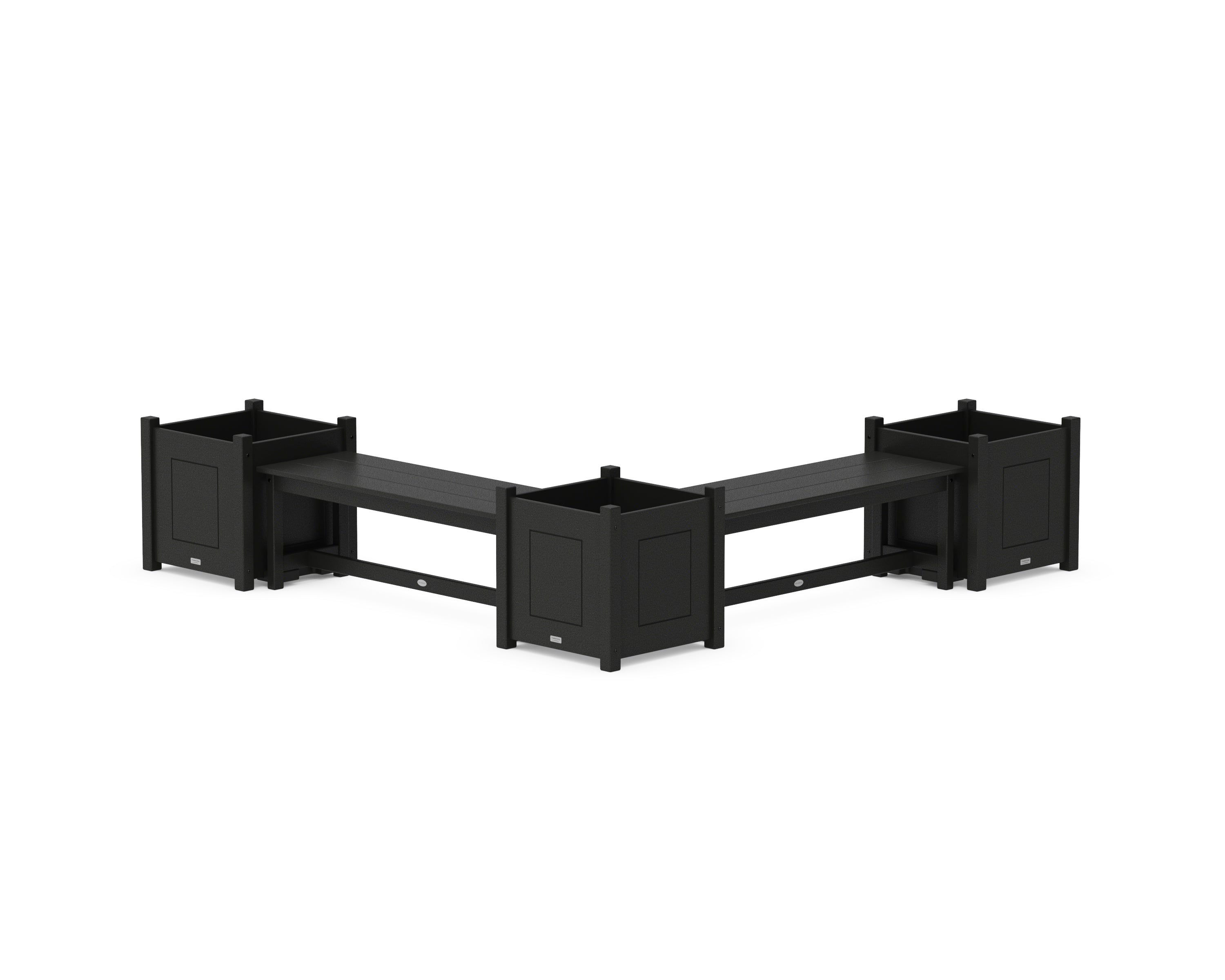 POLYWOOD 48" Country Living L- Shaped Planter Bench Corner Set - Large in Black