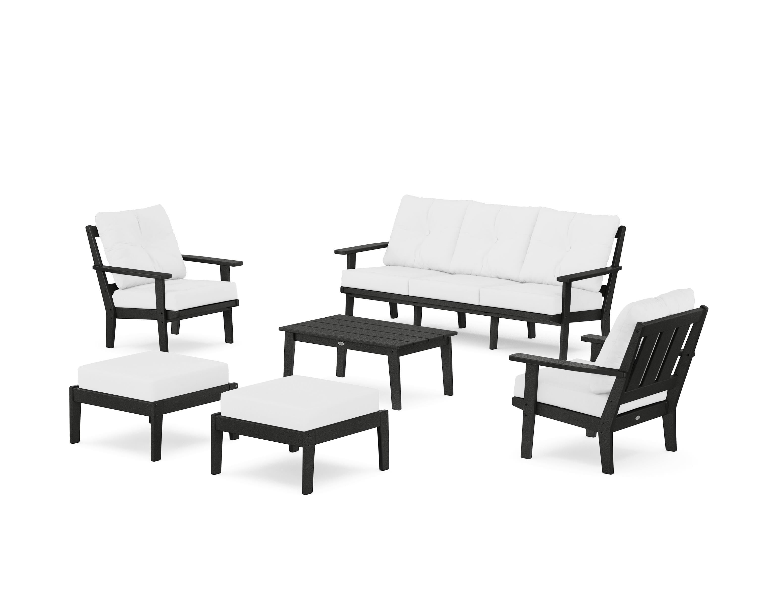 POLYWOOD Oxford 6-Piece Lounge Sofa Set in Black / Natural