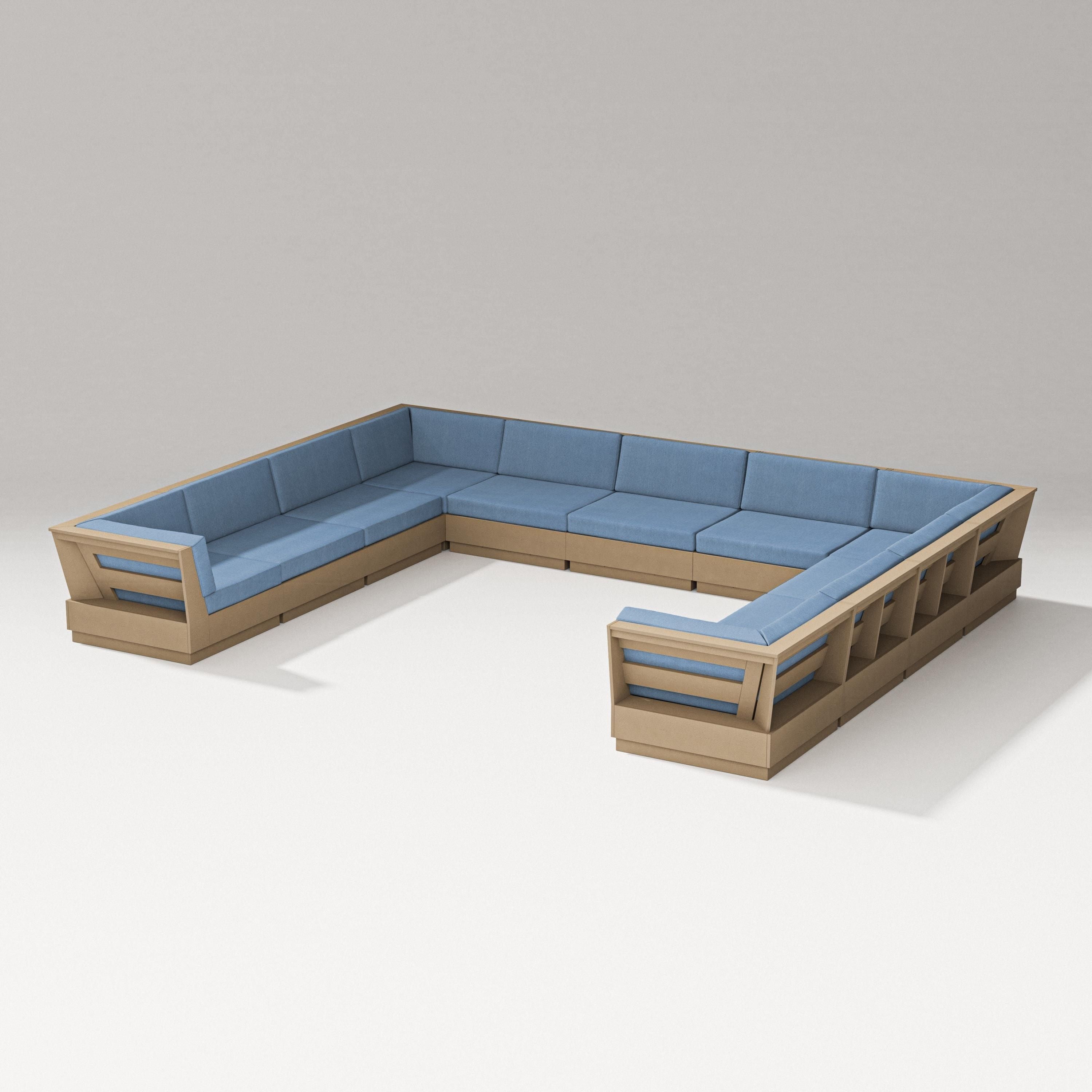 PW Designer Series Elevate Large U-Shaped Sectional in Vintage Sahara / Sky Blue
