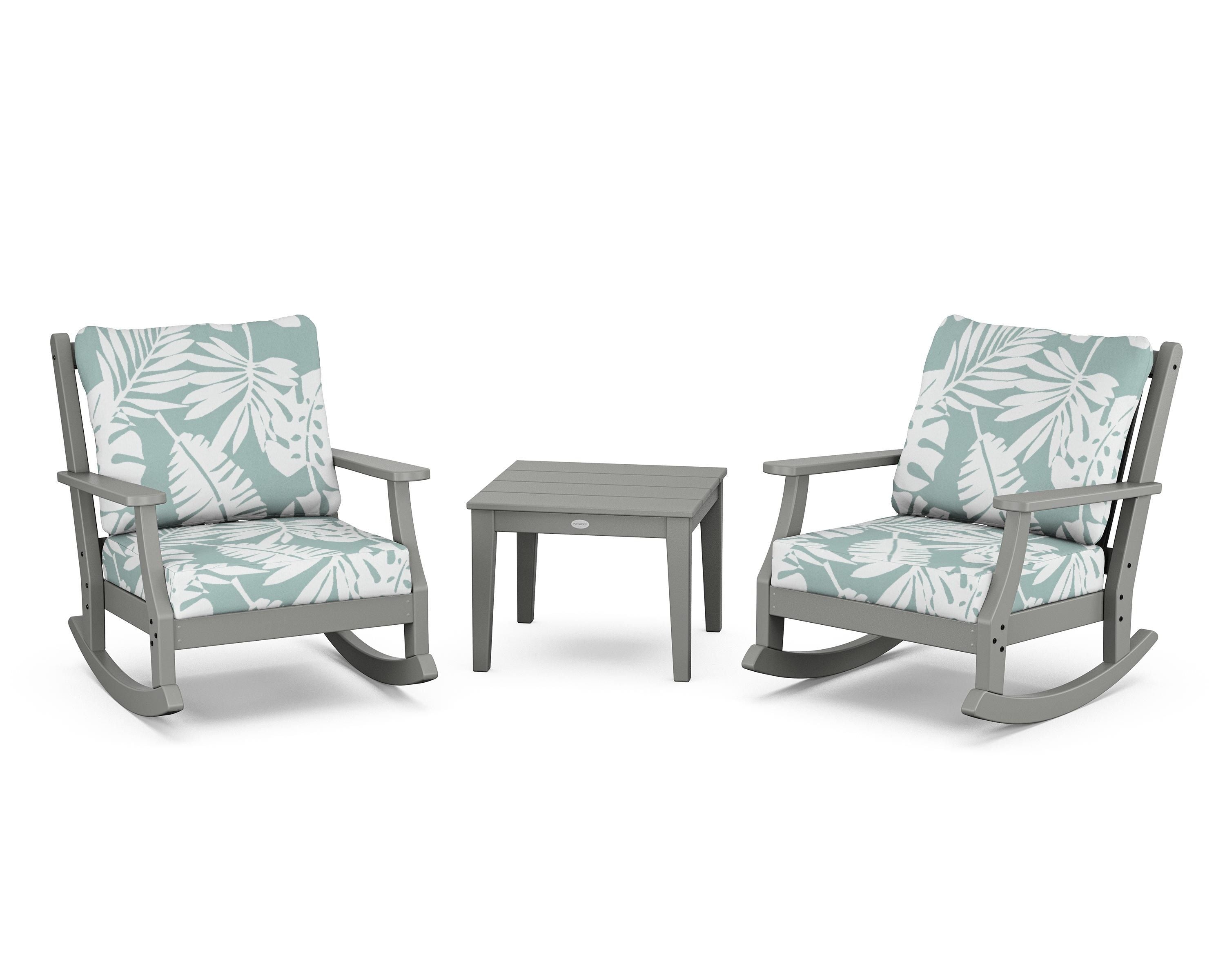 Country Living Wovendale 3-Piece Deep Seating Rocker Set in Slate Grey / Leaf Glacier Spa