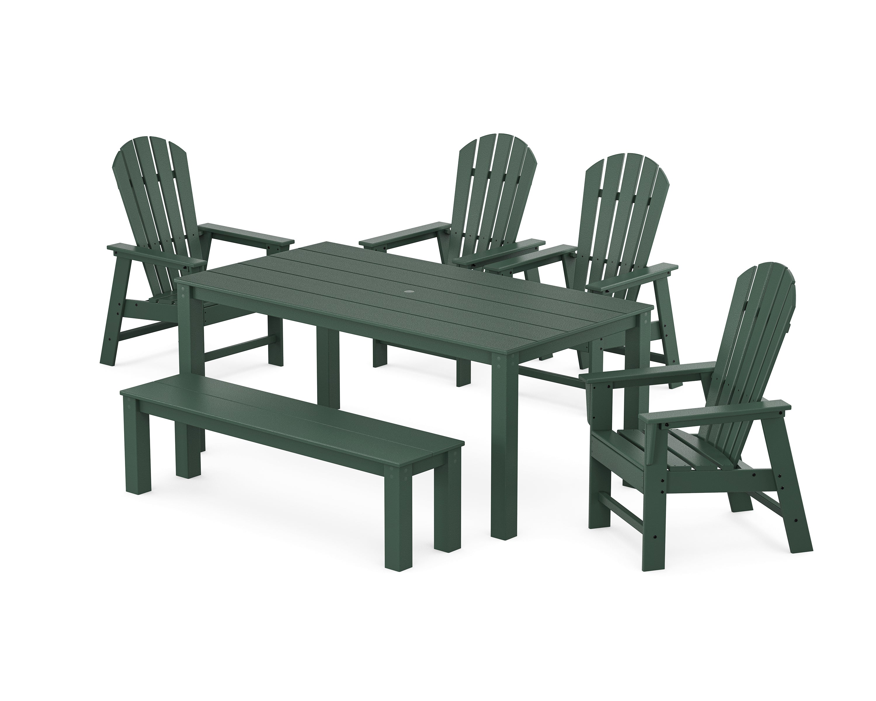 POLYWOOD South Beach 6-Piece Parsons Dining Set with Bench in Green