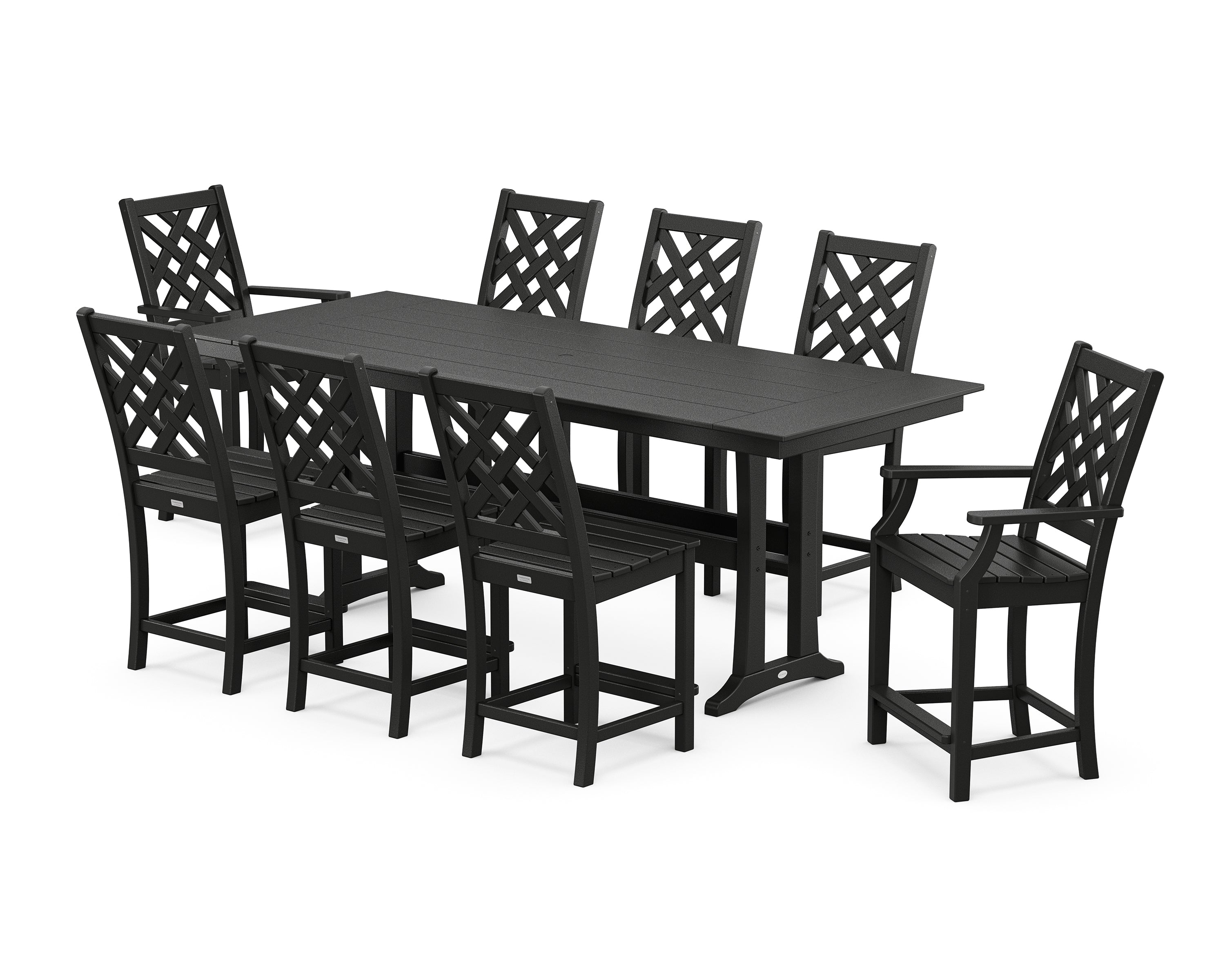 Country Living Wovendale 9-Piece Farmhouse Counter Set with Trestle Legs in Black