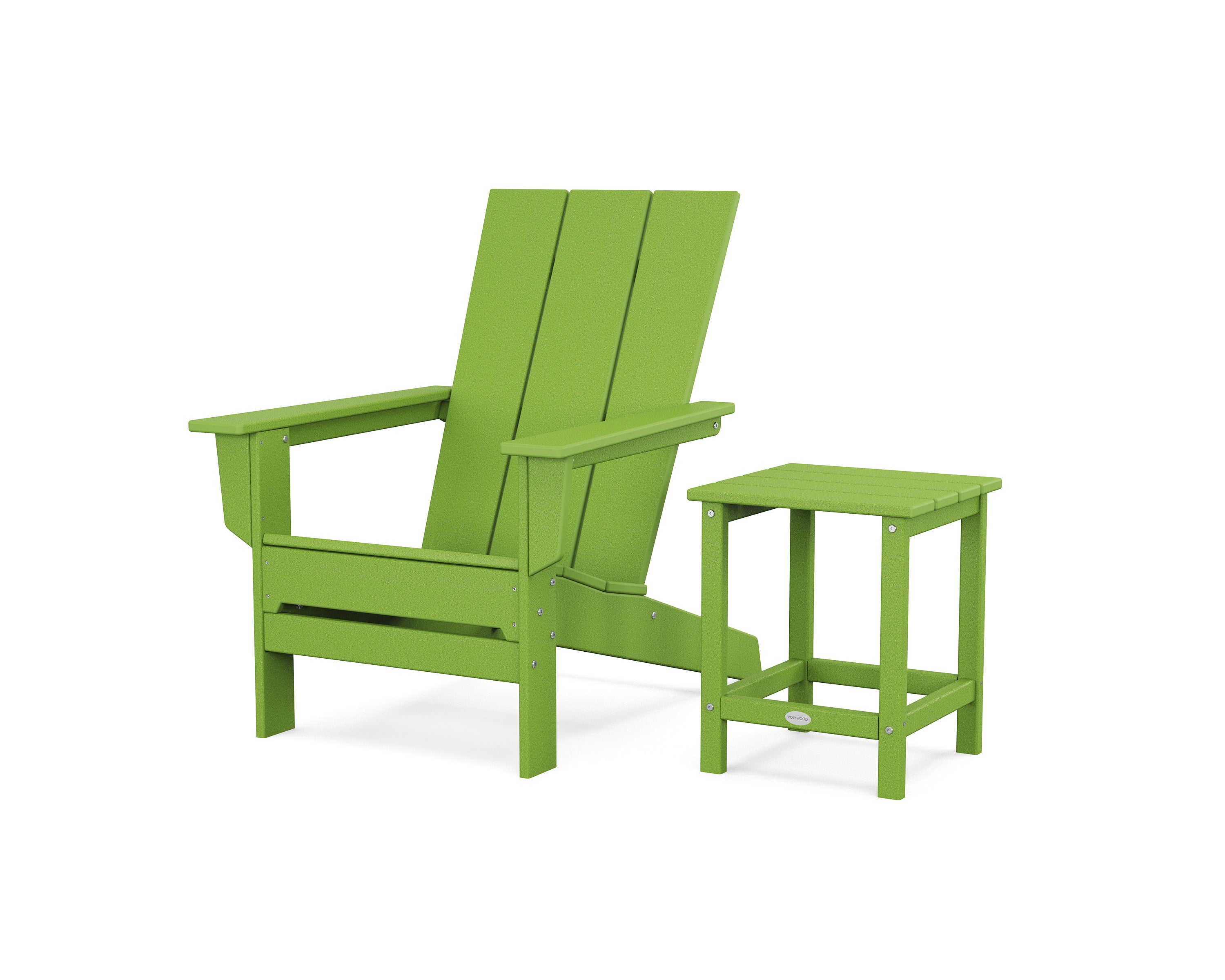 POLYWOOD Modern Studio Adirondack Chair with Side Table in Lime