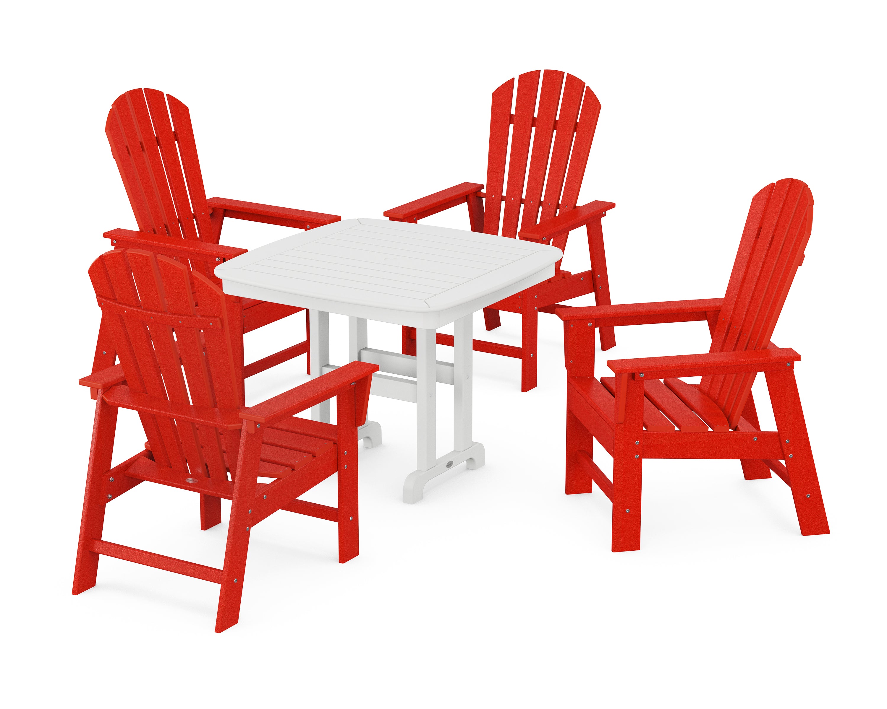 POLYWOOD South Beach 5-Piece Dining Set in Sunset Red / White