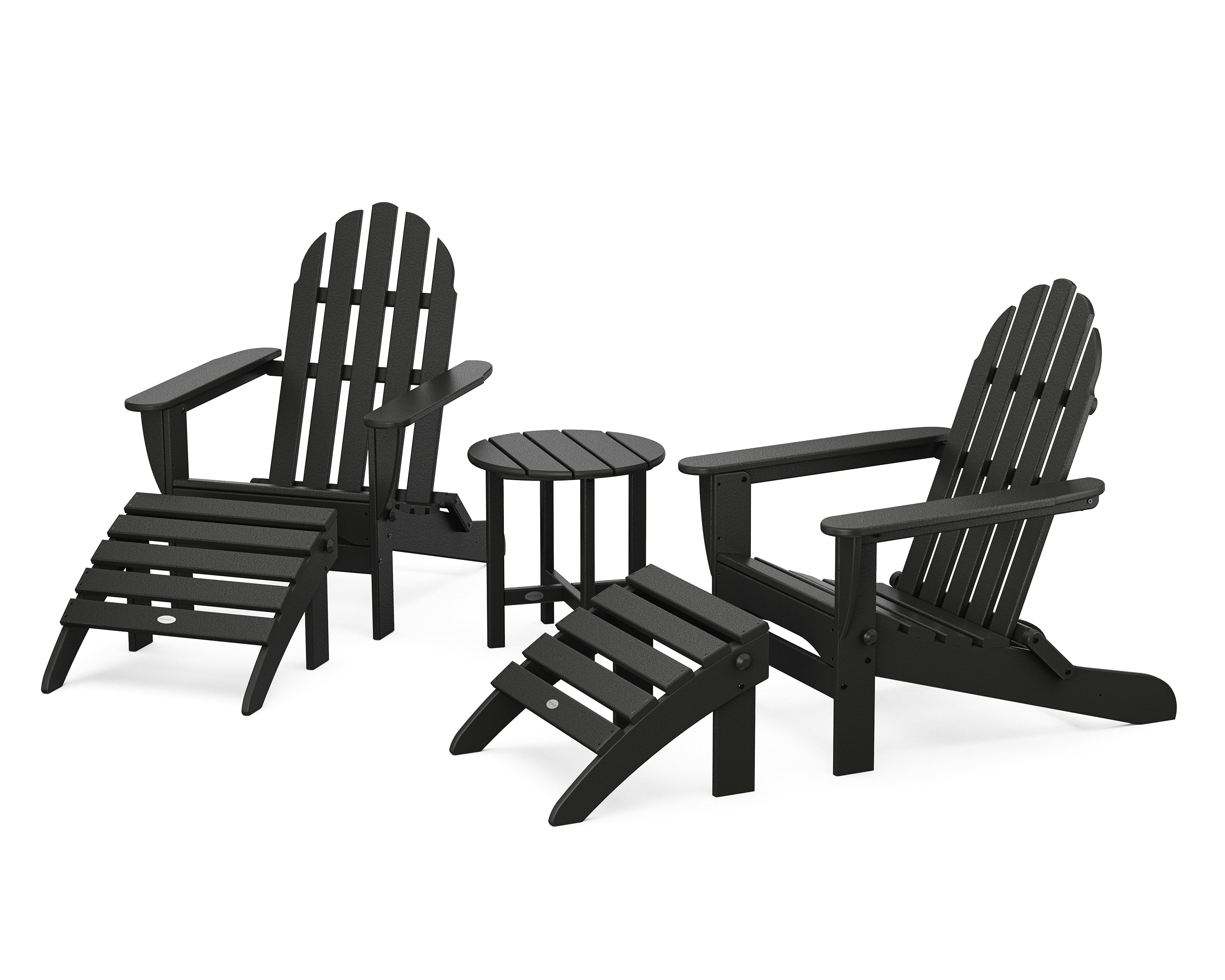 POLYWOOD Classic Adirondack 5-Piece Casual Set in Black