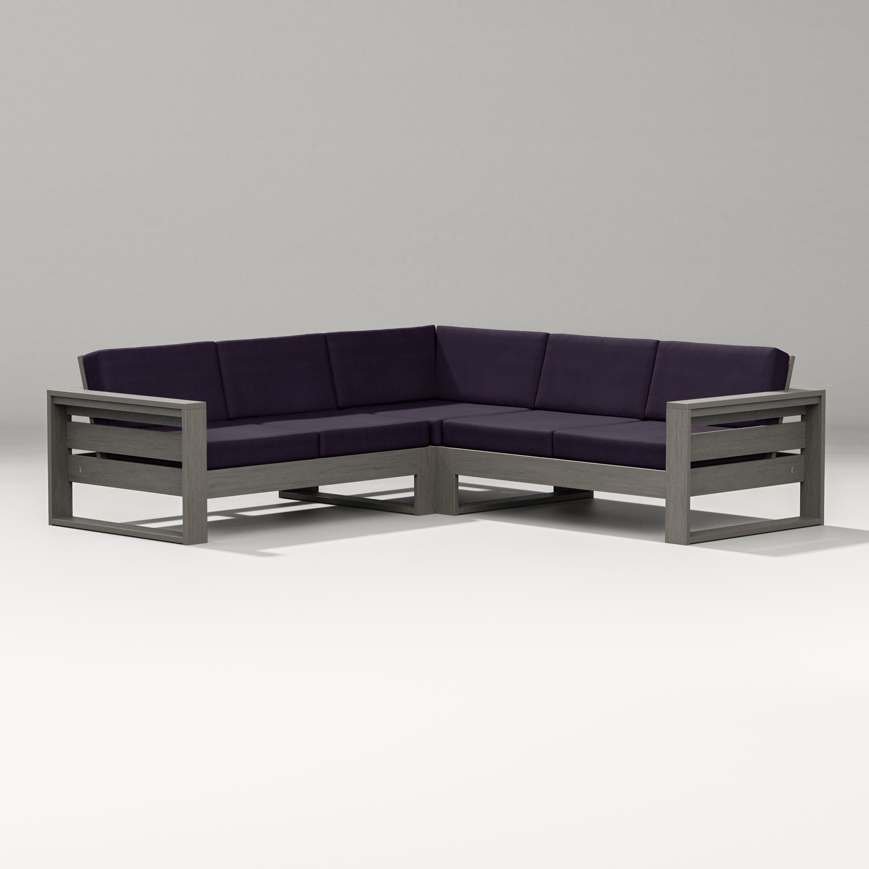 PW Designer Series Latitude Corner Sectional in Driftwood / Navy Linen