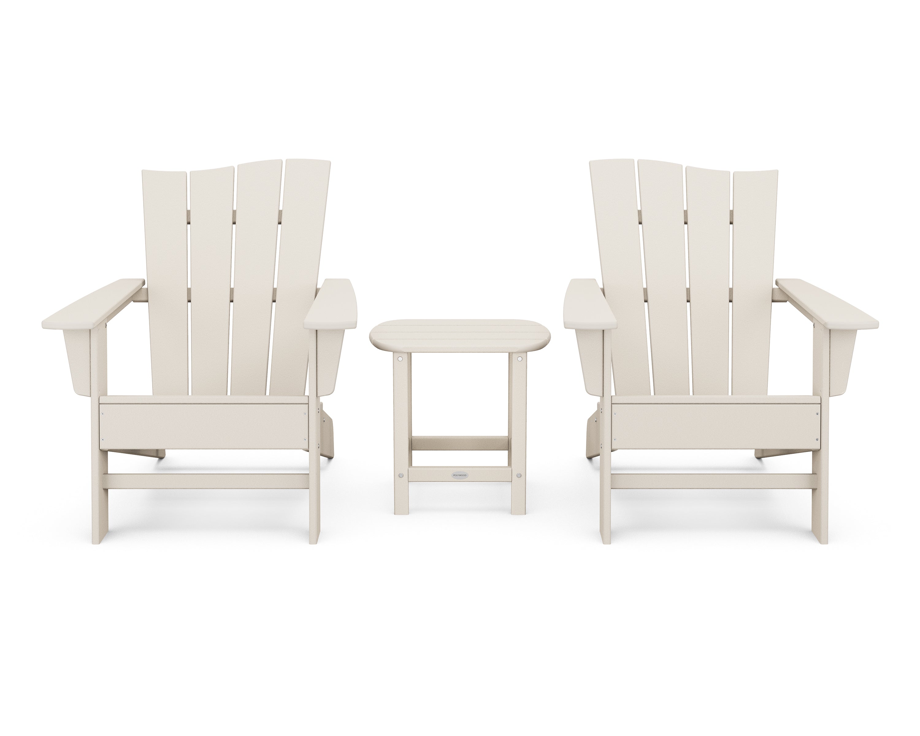 POLYWOOD Wave 3-Piece Adirondack Chair Set in Sand