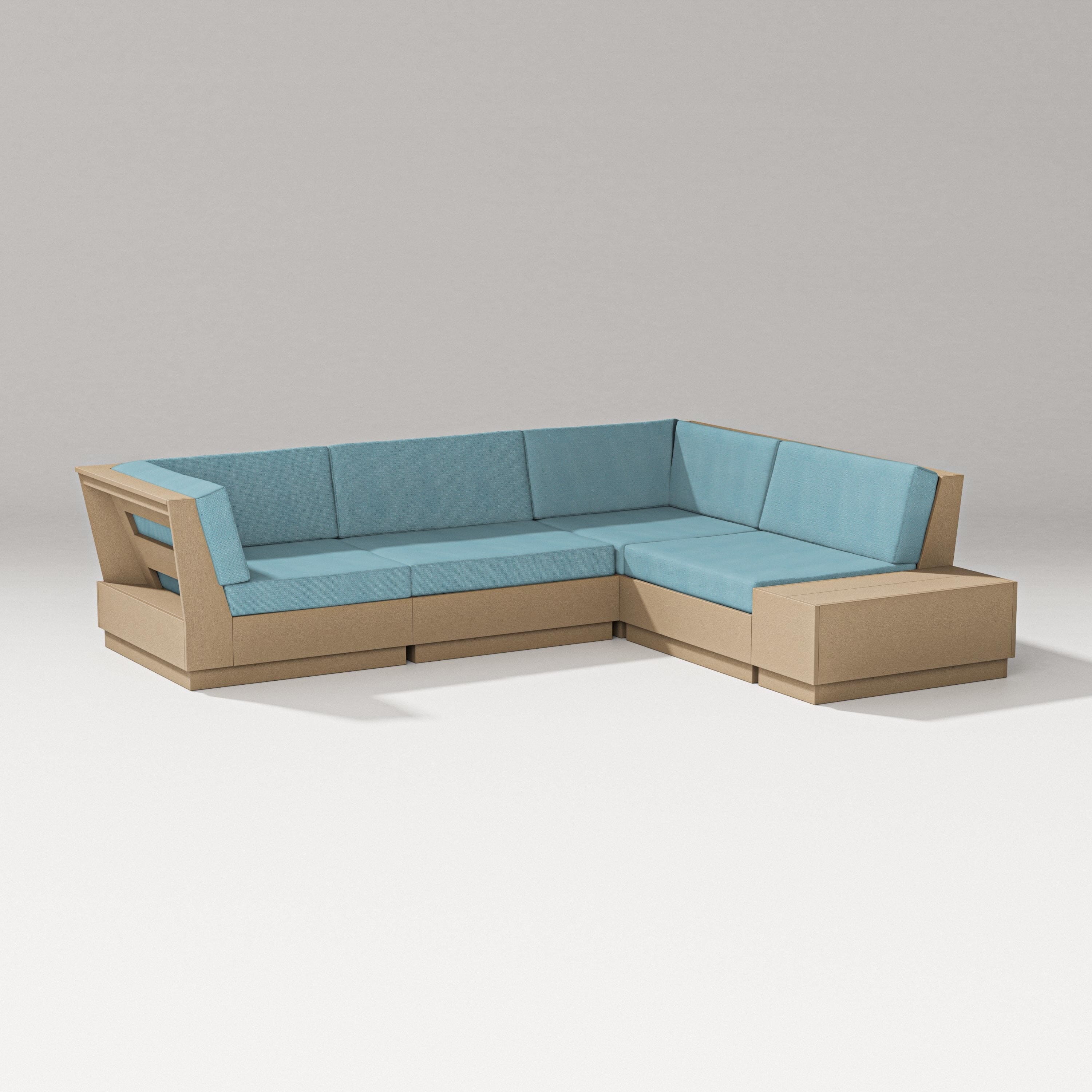 PW Designer Series Elevate Corner Sectional in Vintage Sahara / Lattice Sky Blue