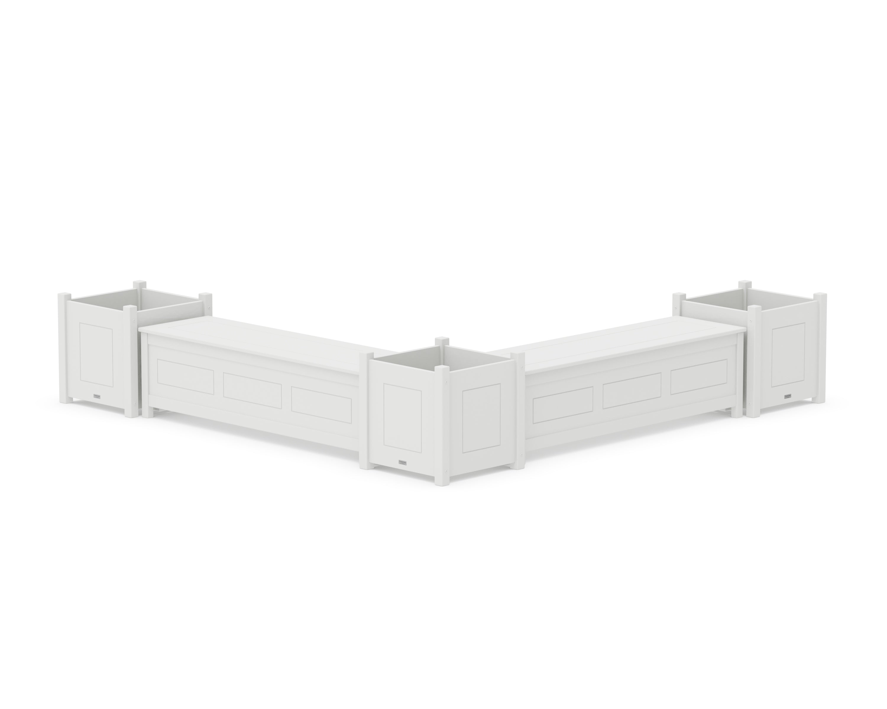 Country Living 60" Country Living L- Shaped Planter Storage Bench Corner Set- Large in White