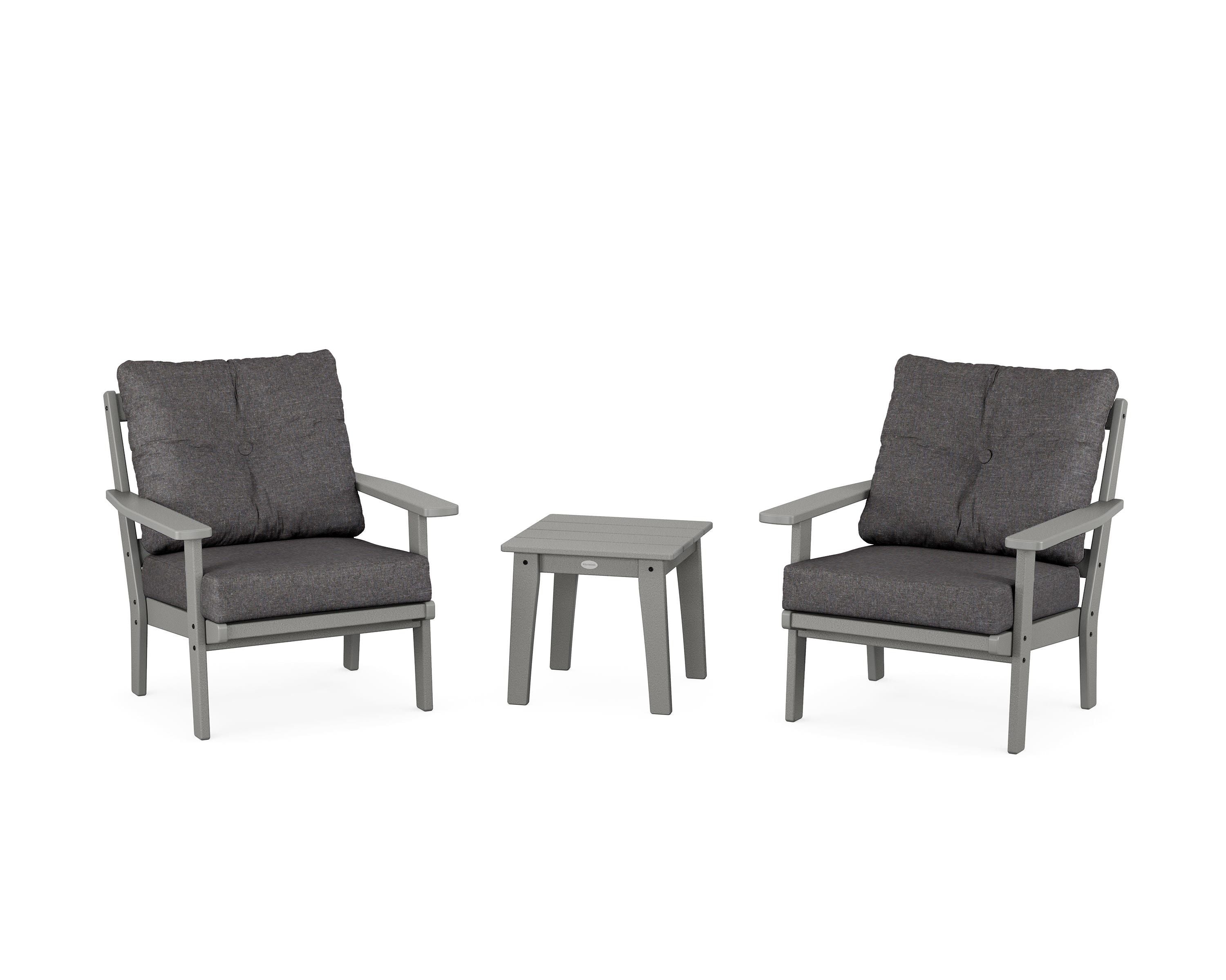 POLYWOOD Oxford 3-Piece Deep Seating Set in Slate Grey / Ash Charcoal