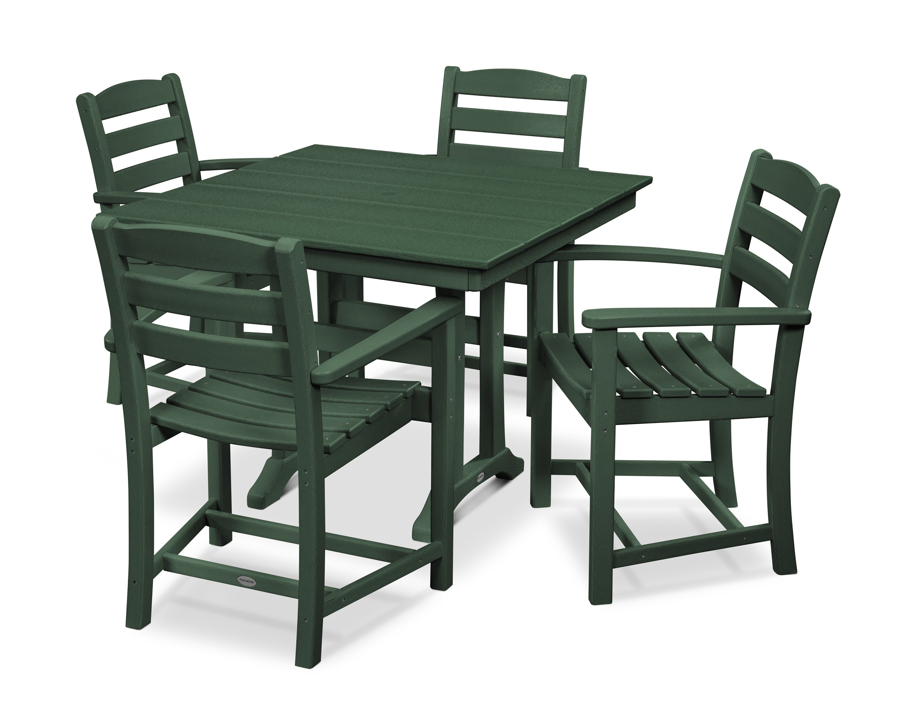 POLYWOOD La Casa Café 5-Piece Farmhouse Trestle Arm Chair Dining Set in Green