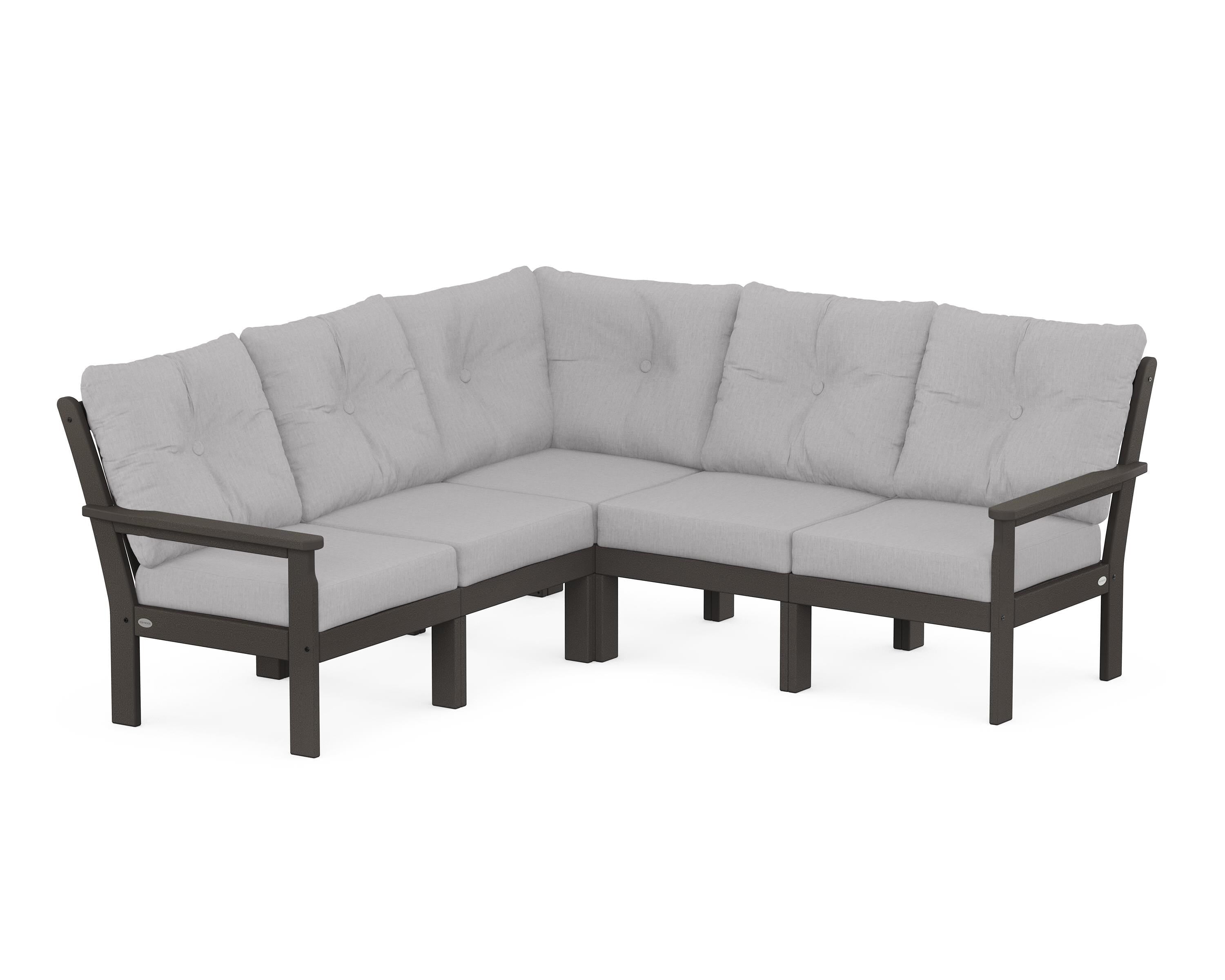 POLYWOOD Vineyard 5-Piece Sectional in Vintage Coffee / Granite