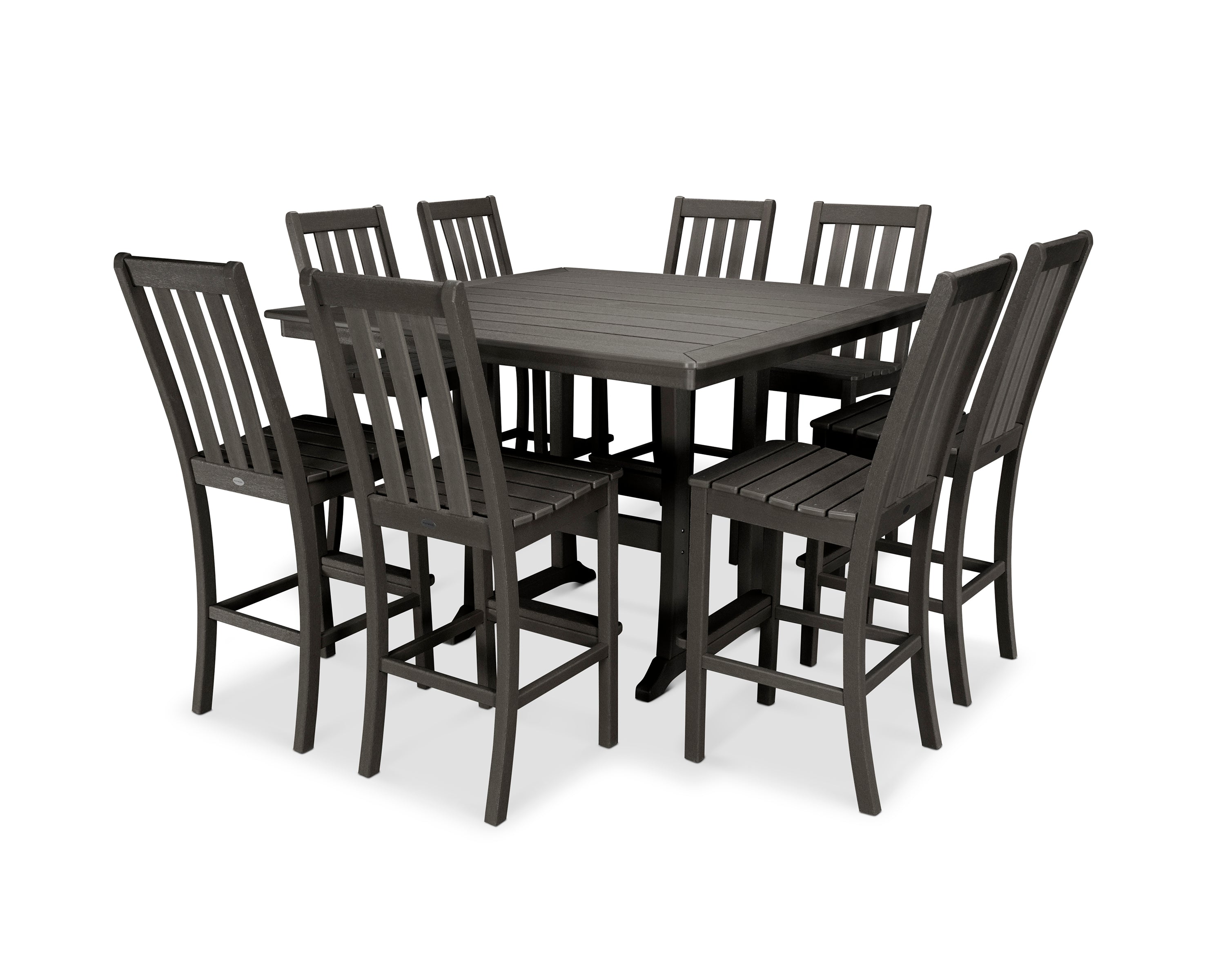 POLYWOOD Vineyard 9-Piece Nautical Trestle Bar Set in Vintage Coffee