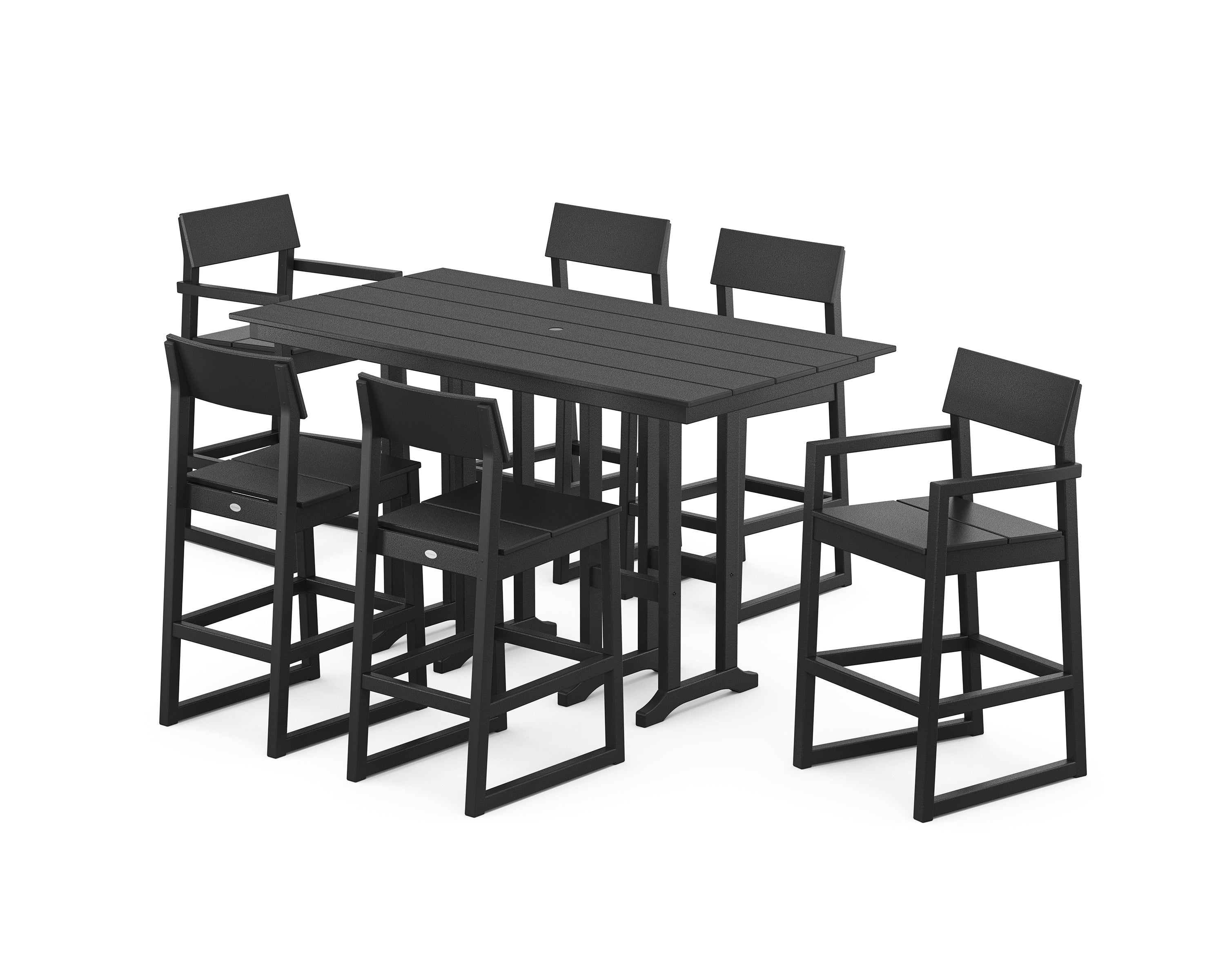 POLYWOOD EDGE 7-Piece Farmhouse Bar Set in Black