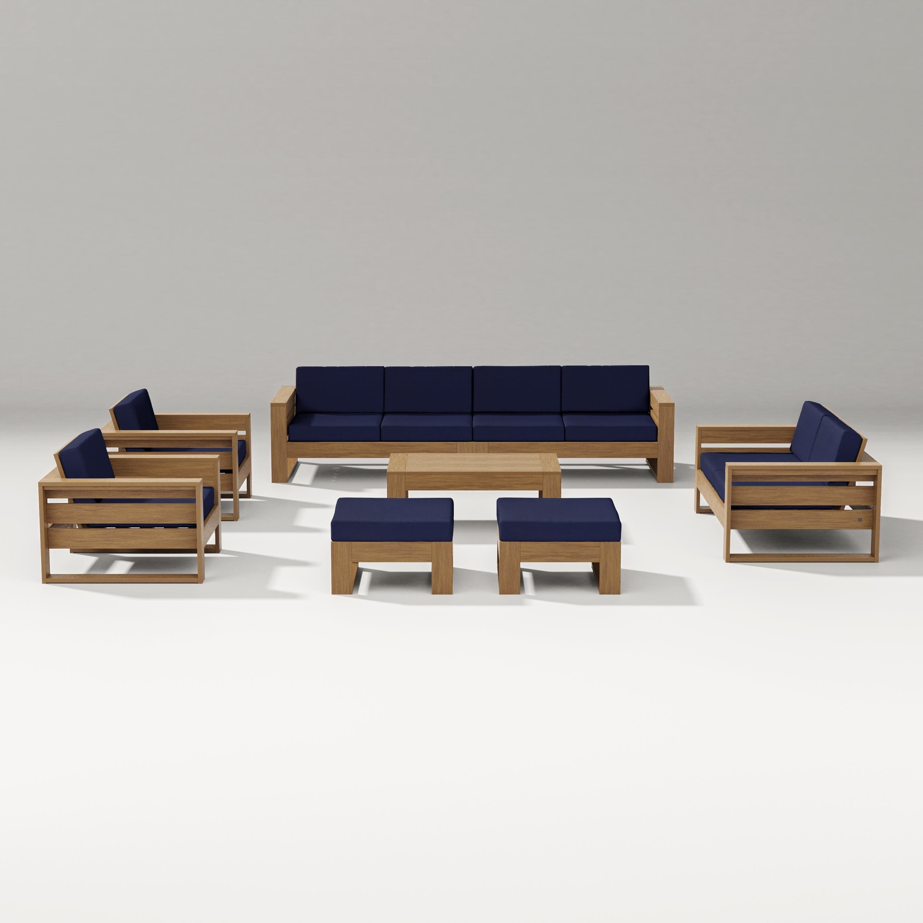 PW Designer Series Latitude 8-Piece Lounge Sofa Set in Natural / Navy