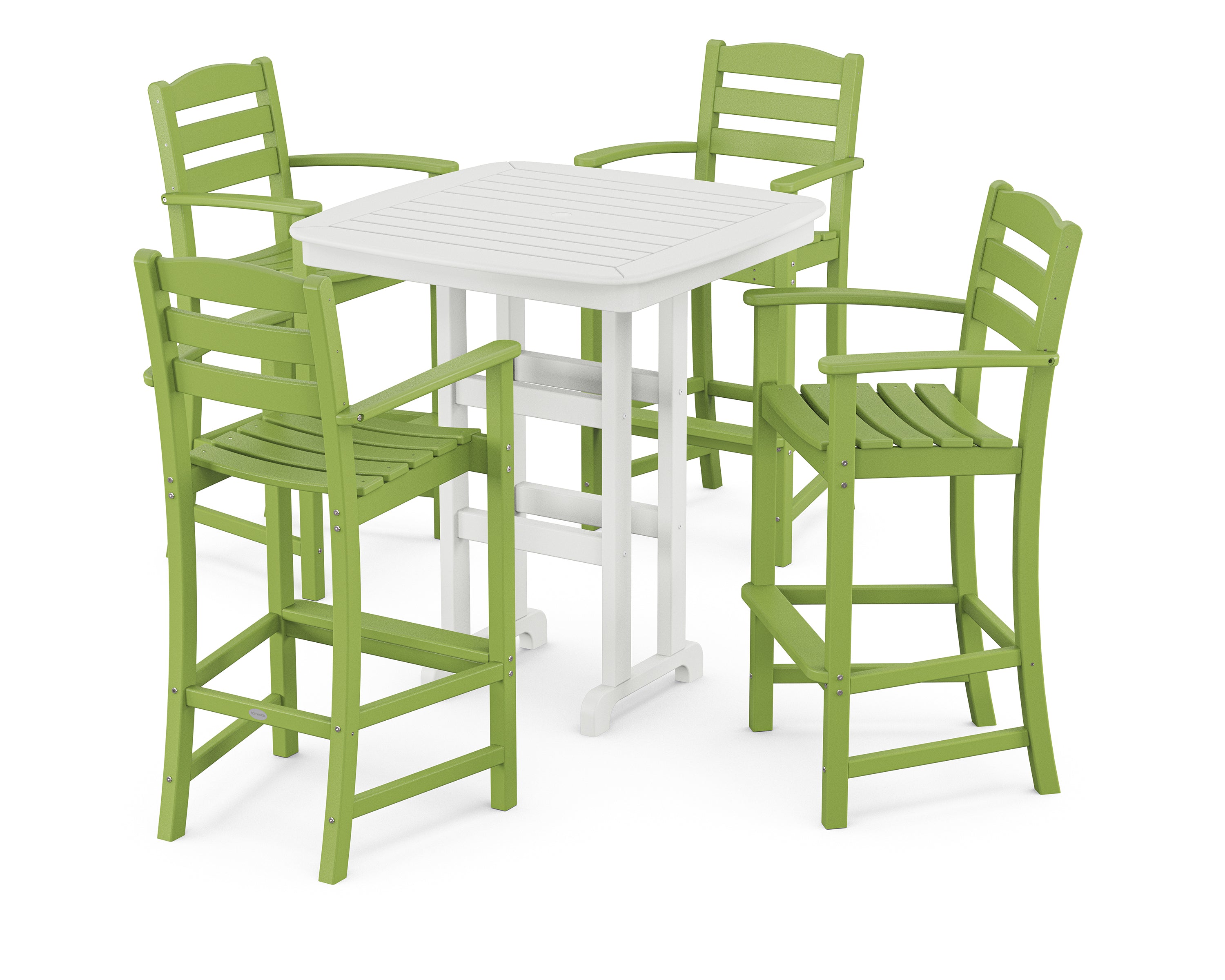POLYWOOD La Casa Café 5-Piece Bar Set in Lime / White