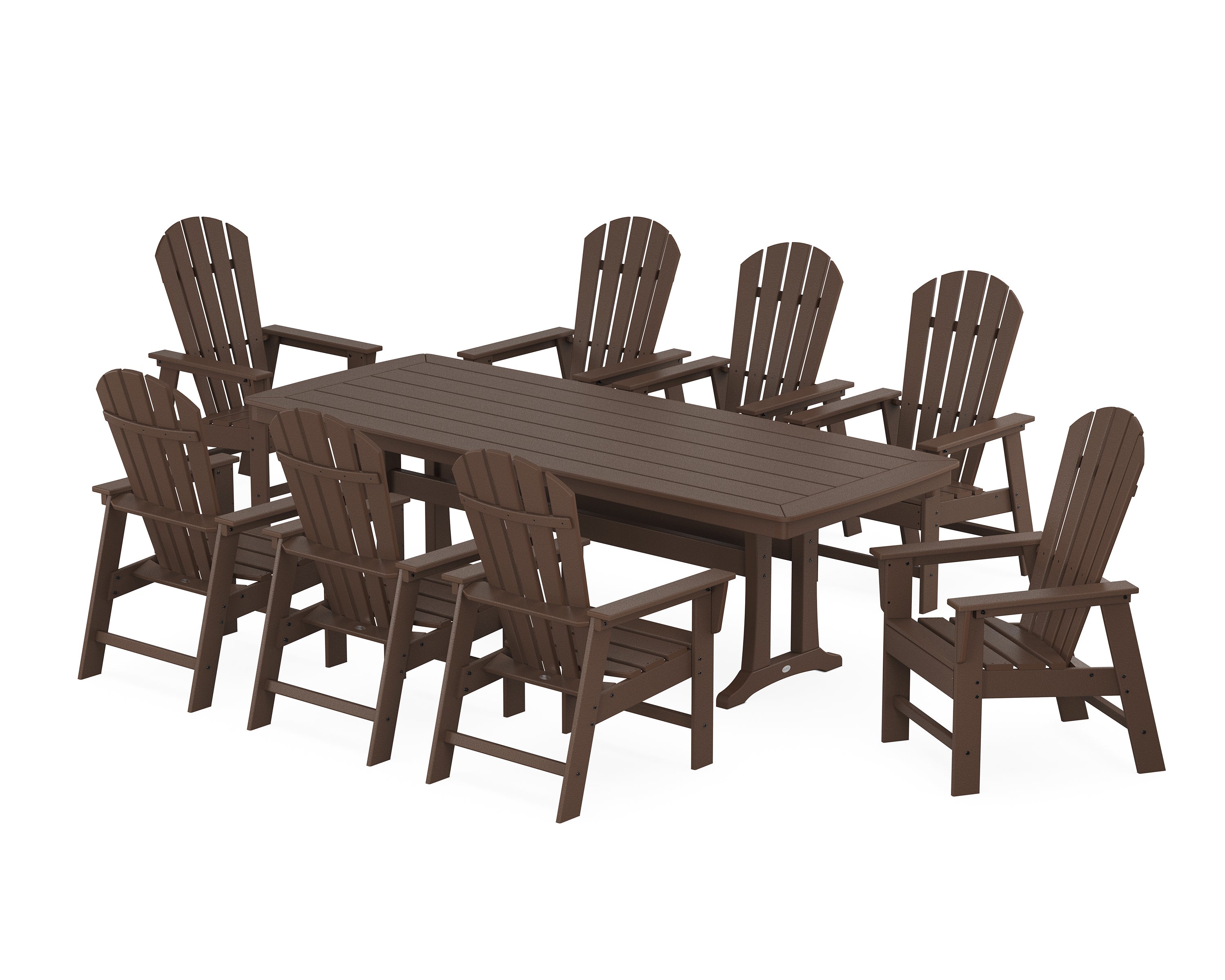 POLYWOOD South Beach 9-Piece Dining Set with Trestle Legs in Mahogany