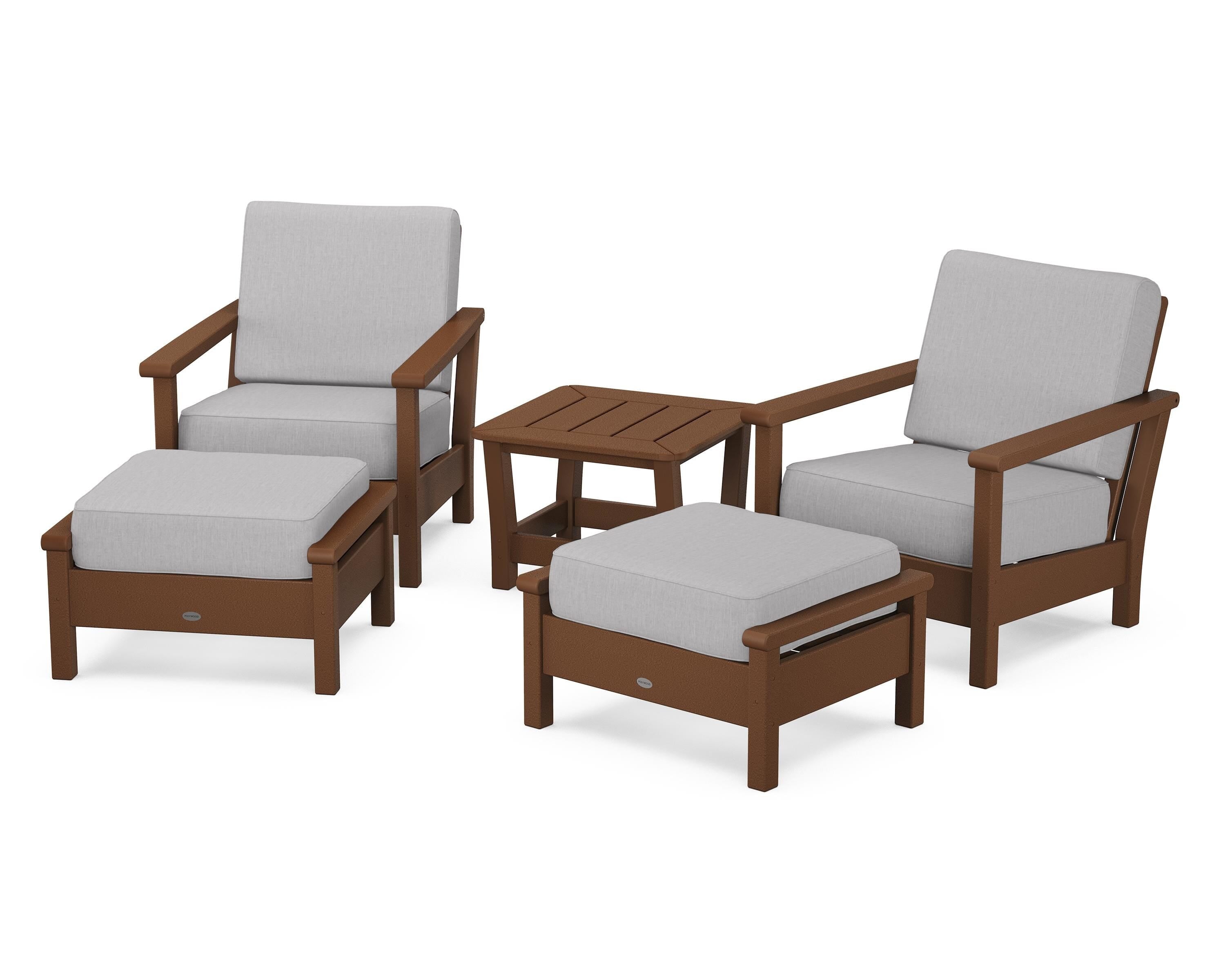 POLYWOOD Harbour 5-Piece Deep Seating Chair Set in Teak / Granite