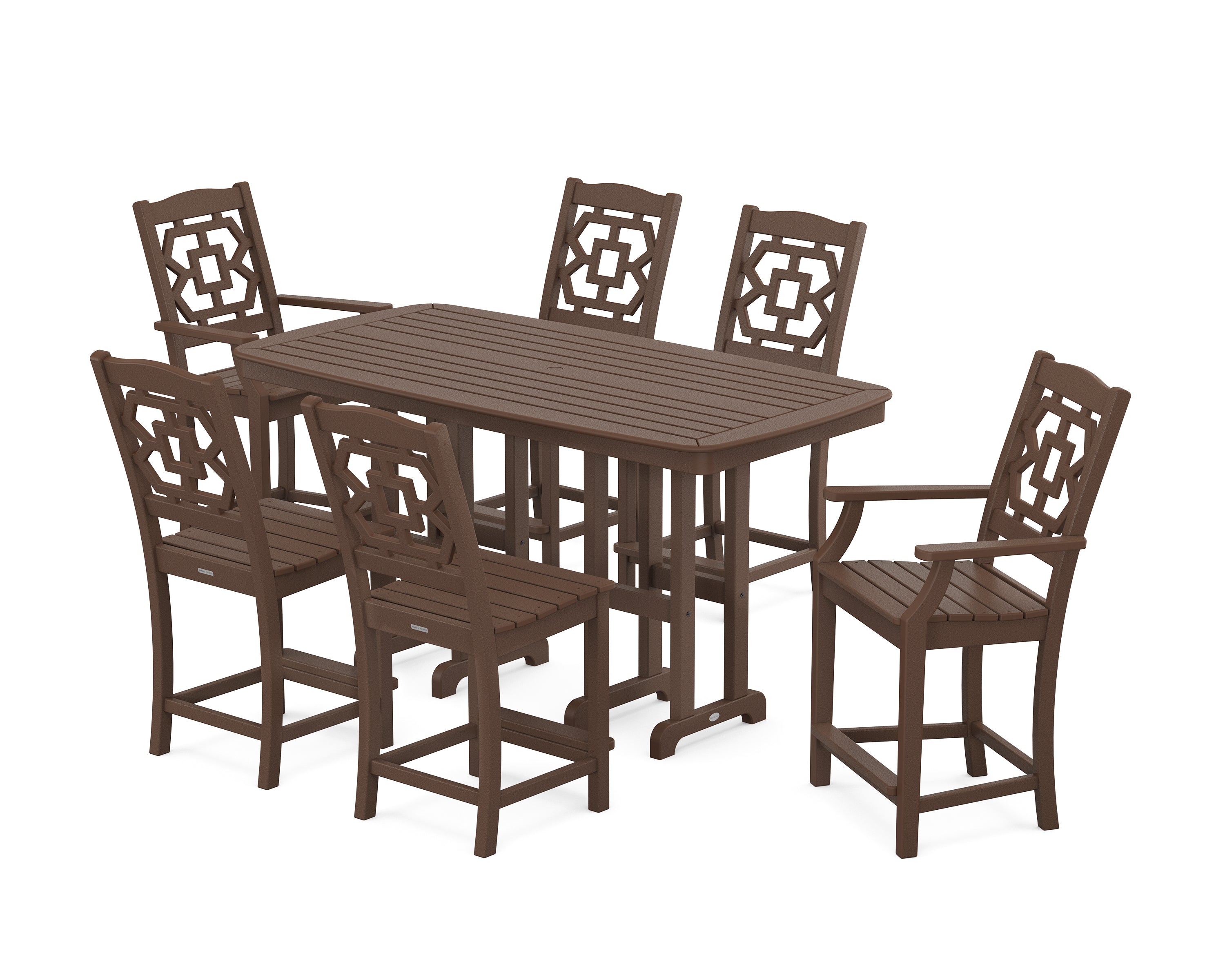 Martha Stewart by POLYWOOD Chinoiserie 7-Piece Counter Set in Mahogany