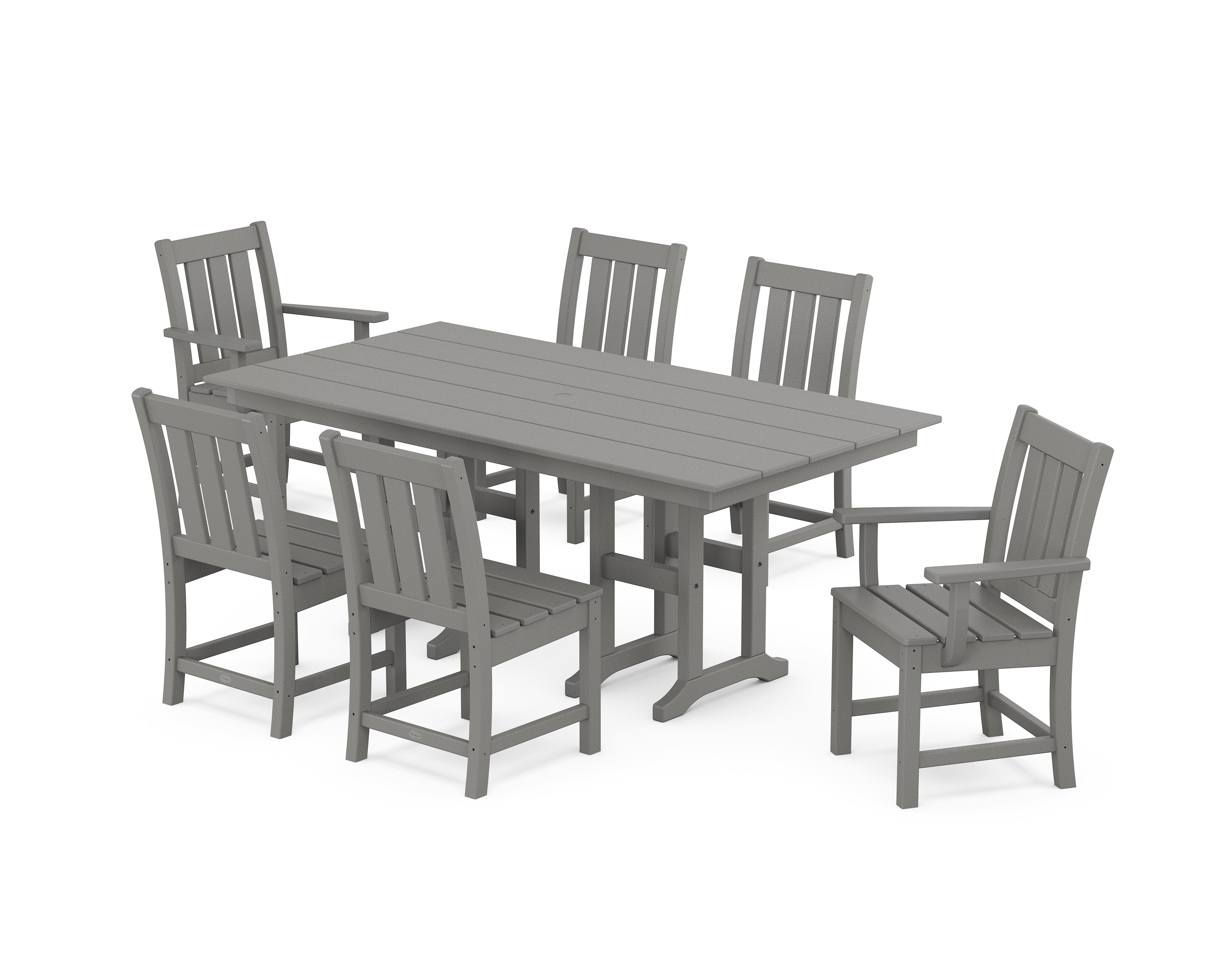 POLYWOOD Oxford 7-Piece Farmhouse Dining Set in Slate Grey