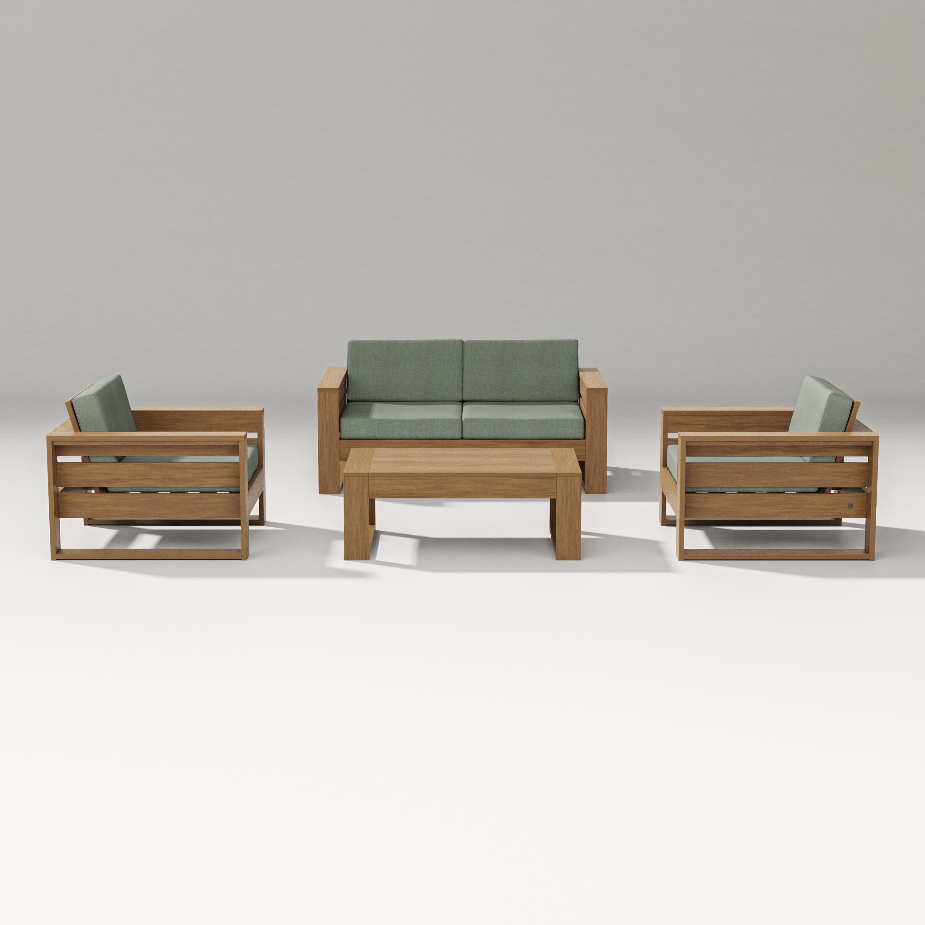 PW Designer Series Latitude 4-Piece Lounge Loveseat Set in Natural / Cast Sage