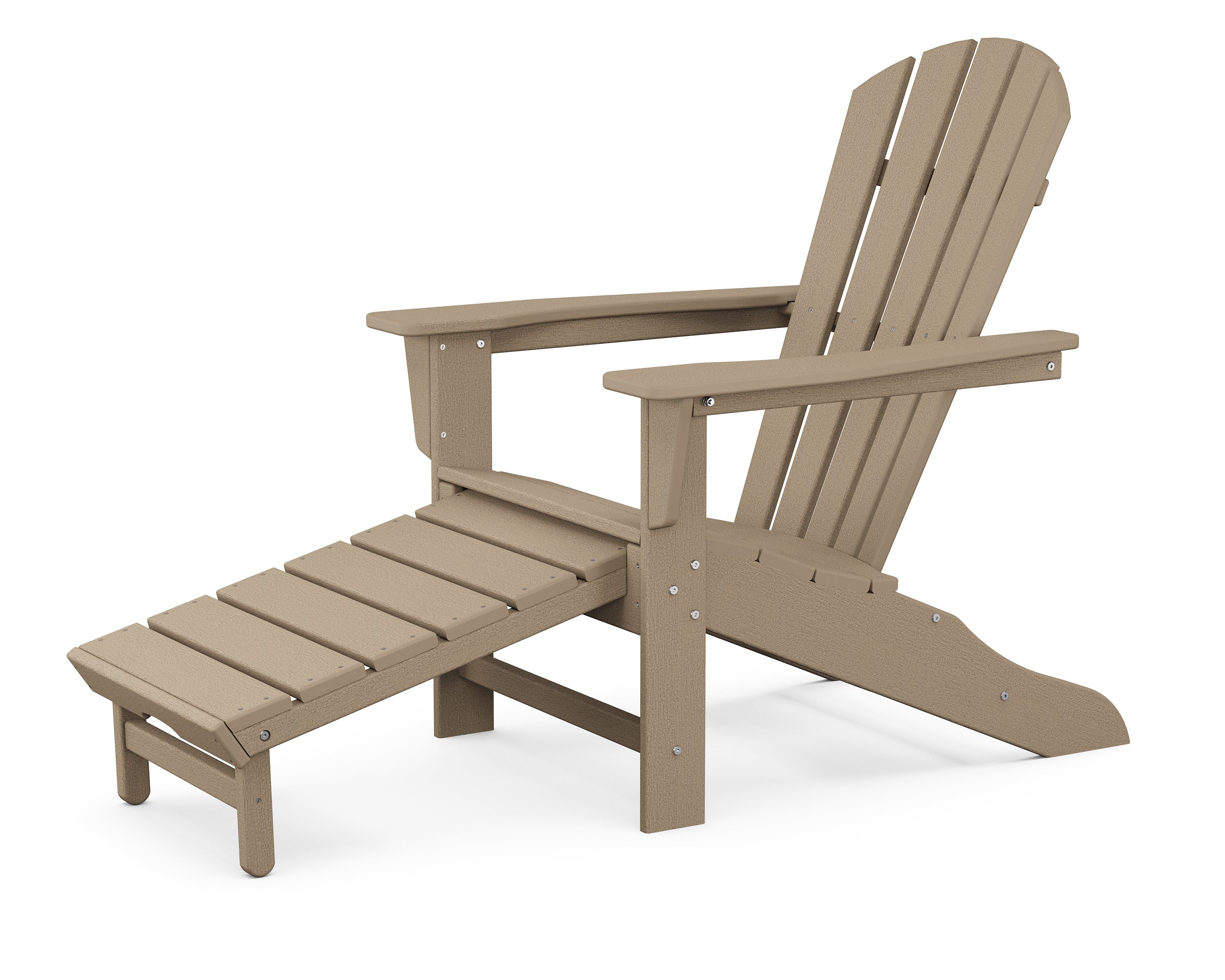 POLYWOOD Palm Coast Ultimate Adirondack with Hideaway Ottoman in Vintage Sahara