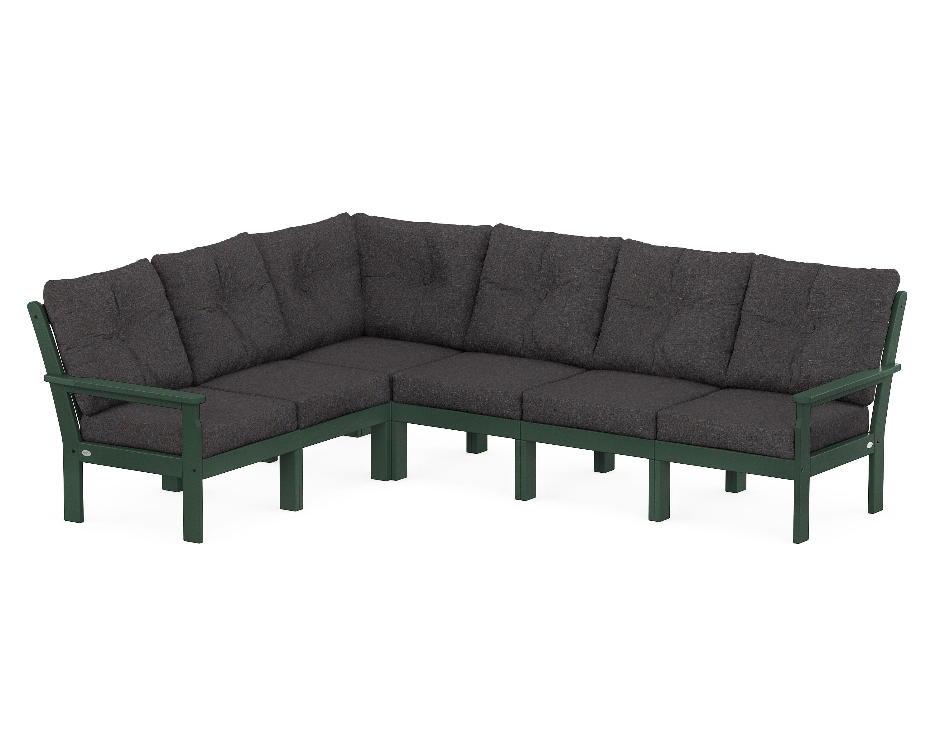 POLYWOOD Vineyard 6-Piece Sectional in Green / Ash Charcoal