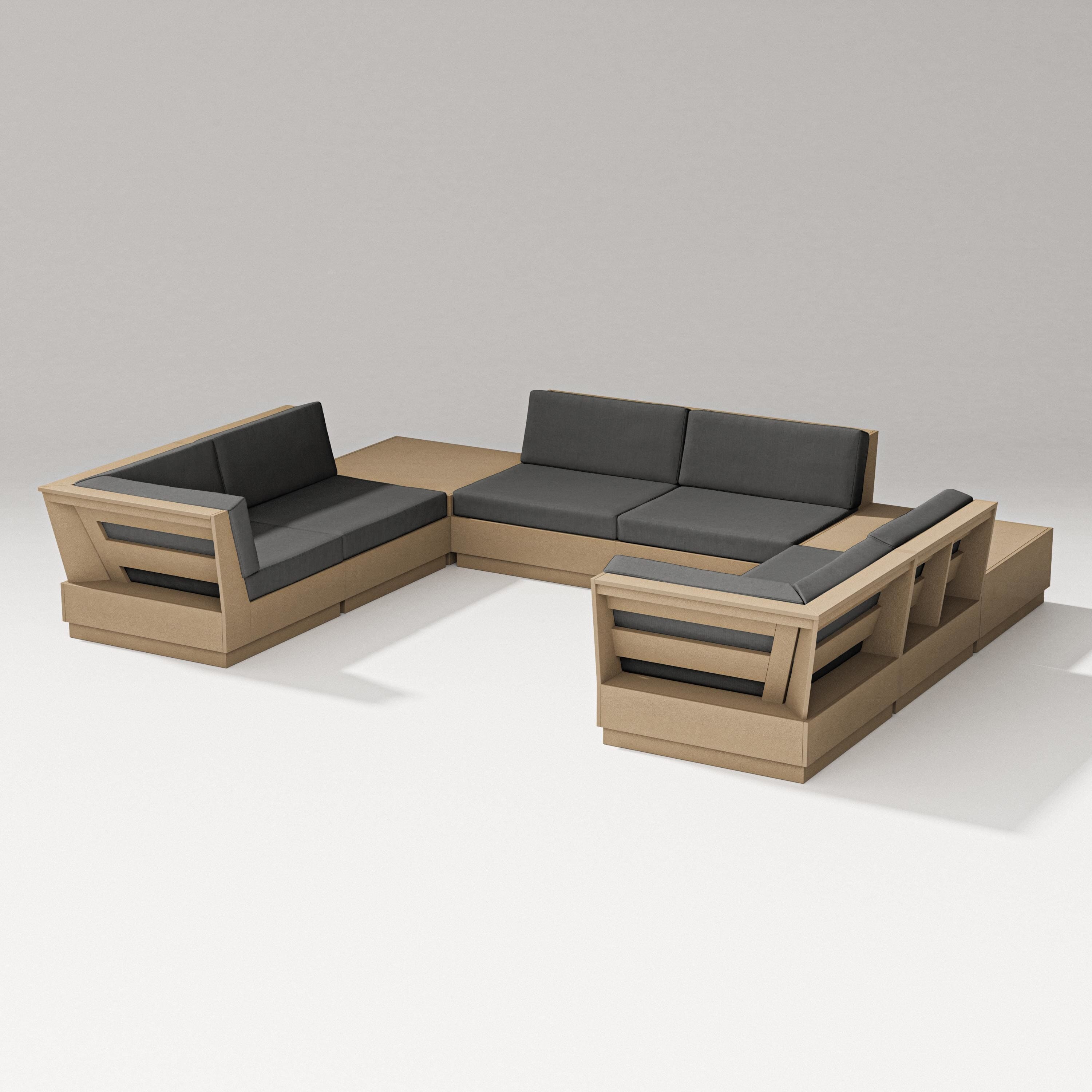 PW Designer Series Elevate 8-Piece U-Shaped Sectional in Vintage Sahara / Spectrum Carbon