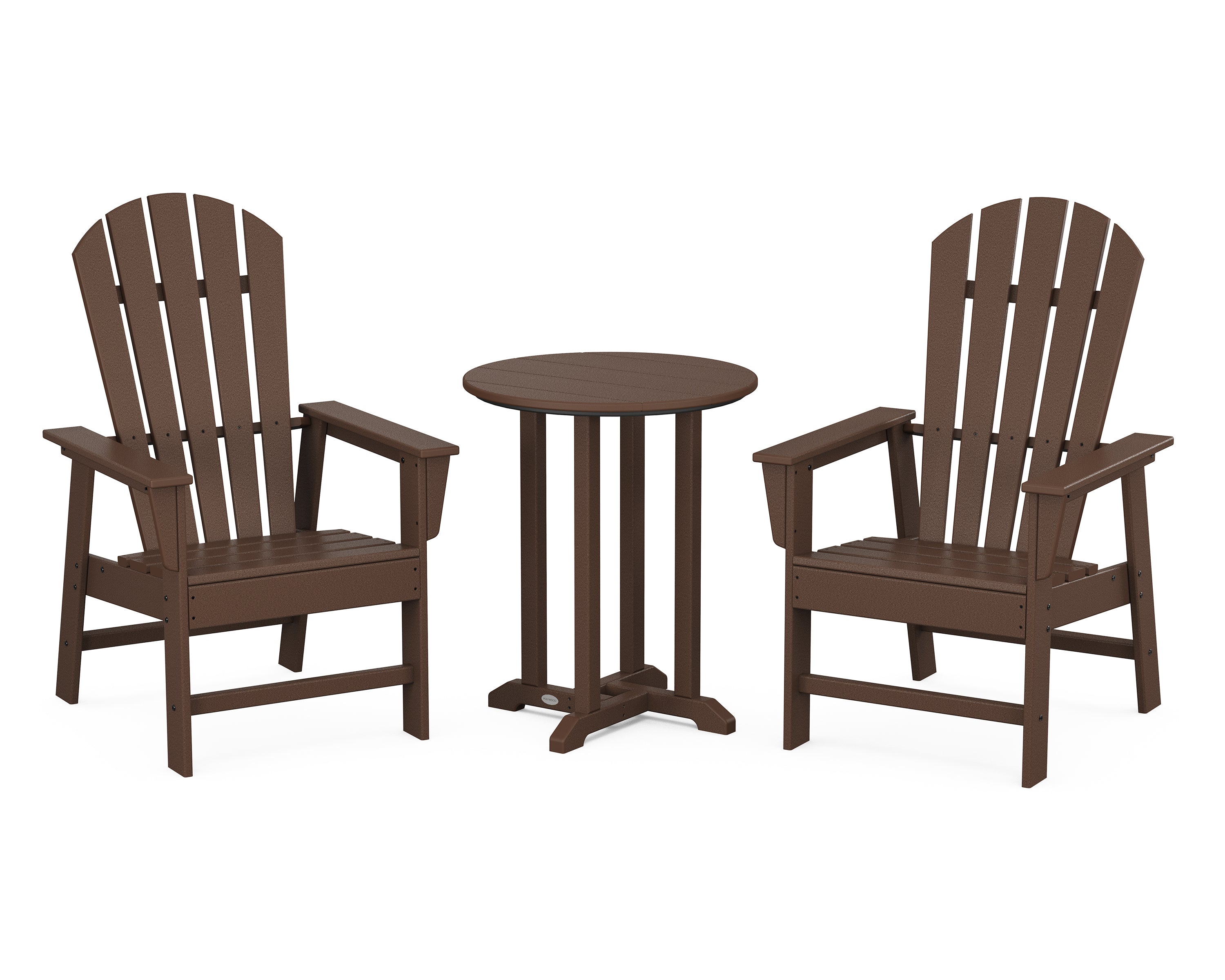 POLYWOOD South Beach 3-Piece Round Farmhouse Bistro Dining Set in Mahogany