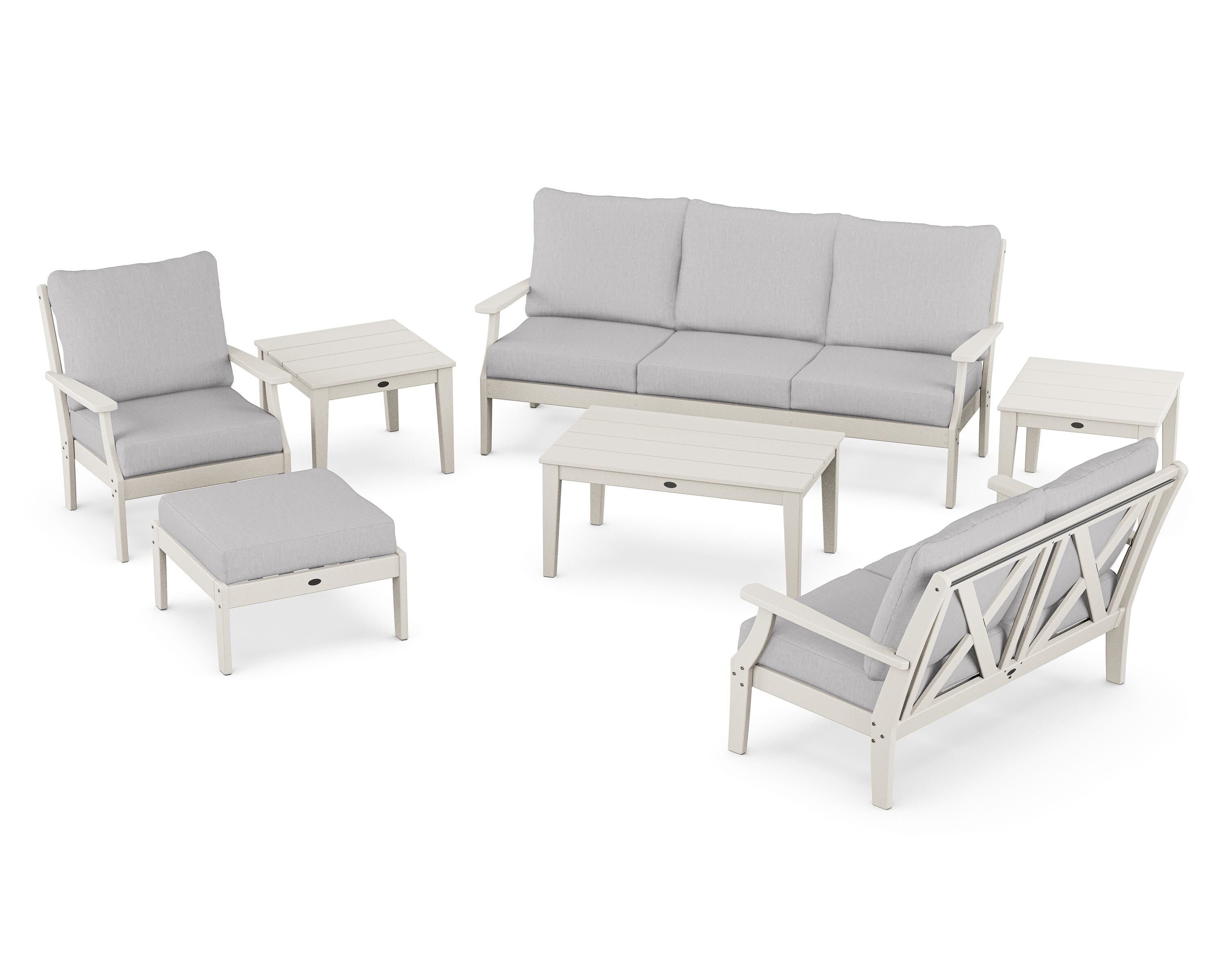 POLYWOOD Braxton 7-Piece Deep Seating Set in Sand / Granite