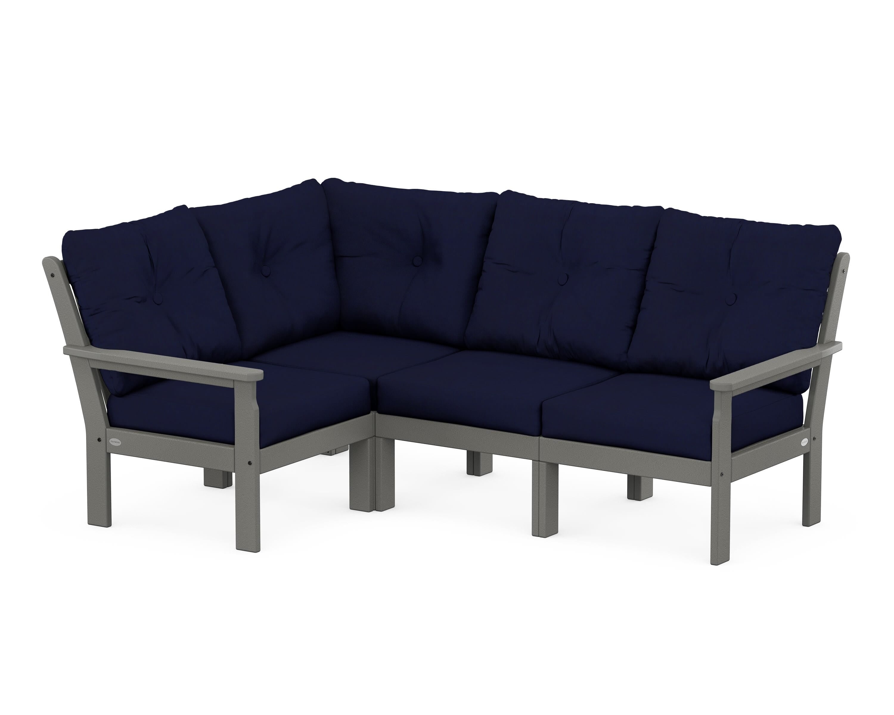 POLYWOOD Vineyard 4-Piece Sectional in Slate Grey / Navy