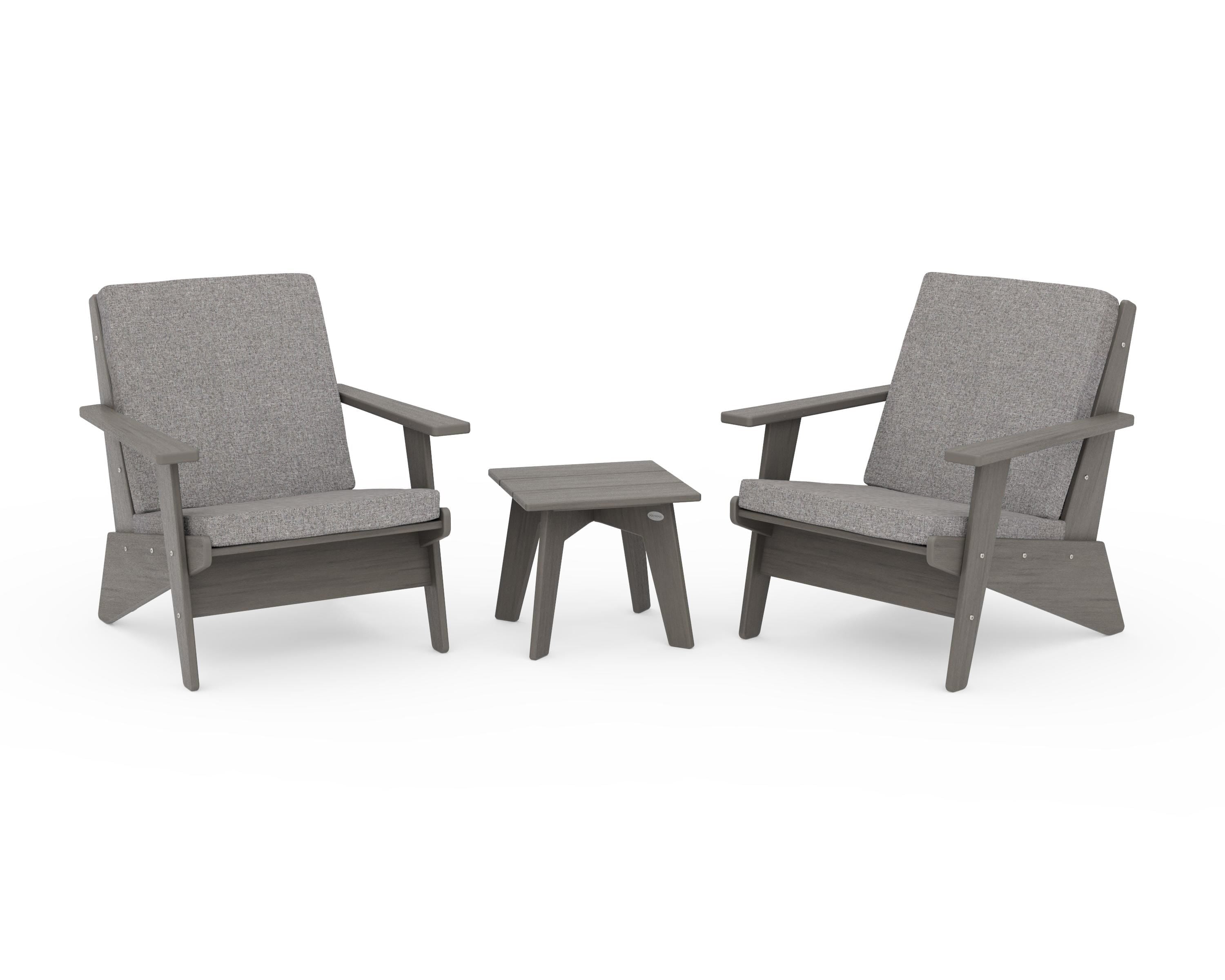 POLYWOOD Riviera Modern Lounge 3-Piece Set in Driftwood / Grey Mist