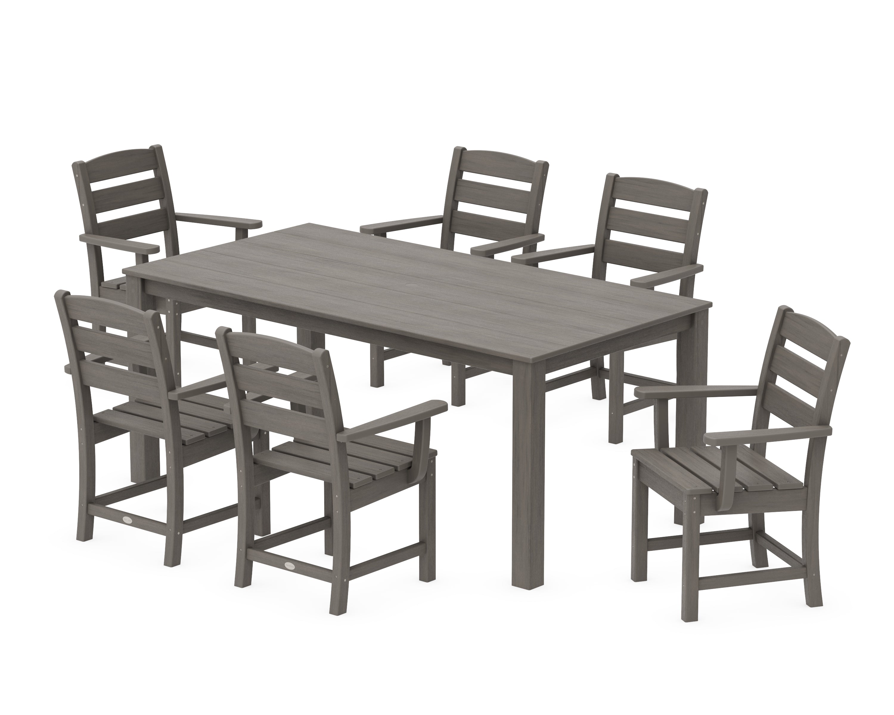 POLYWOOD Lakeside Arm Chair 7-Piece Parsons Dining Set in Driftwood