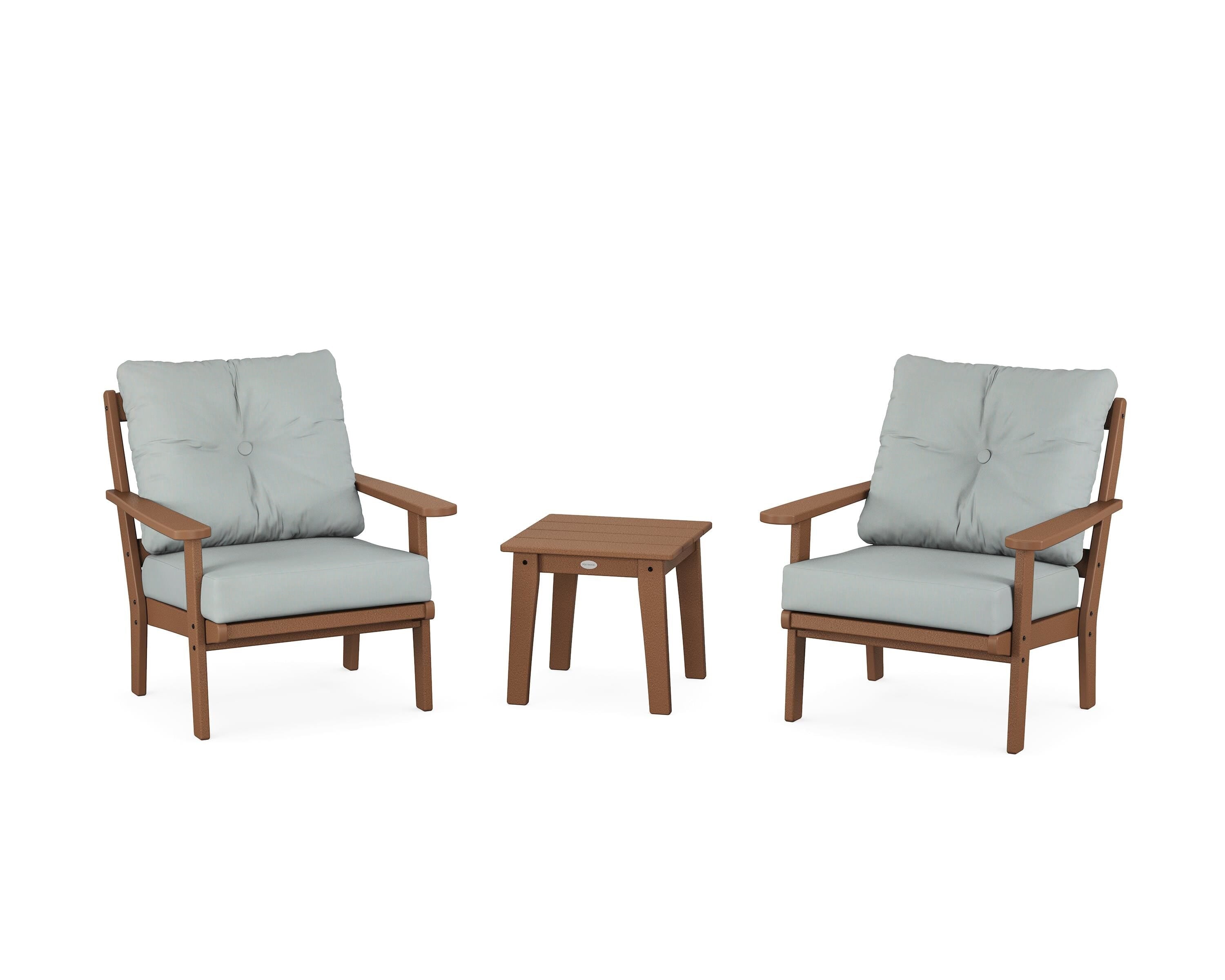 POLYWOOD Mission 3-Piece Deep Seating Set in Teak / Spa