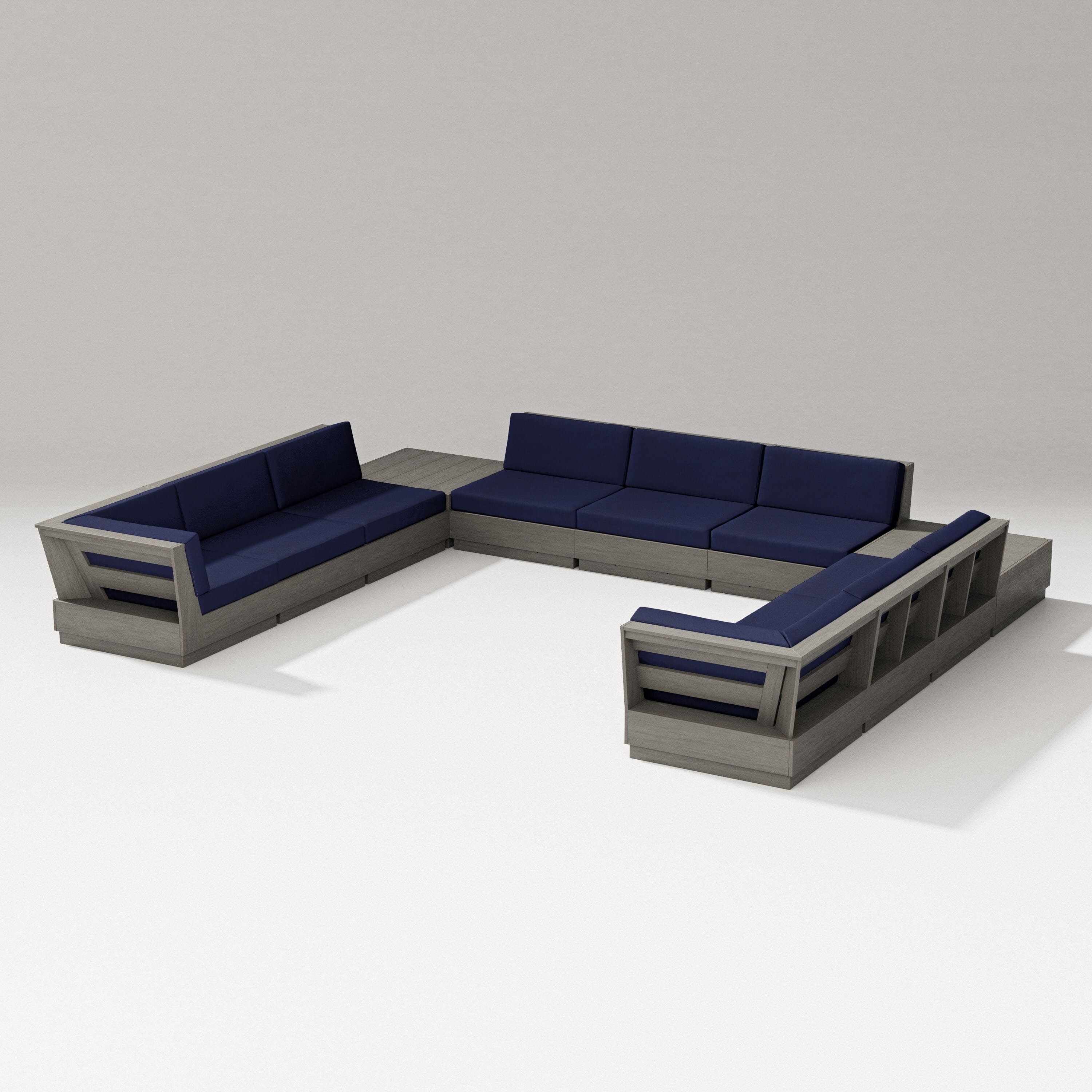 PW Designer Series Elevate 11-Piece U-Shaped Sofa Sectional in Driftwood / Navy