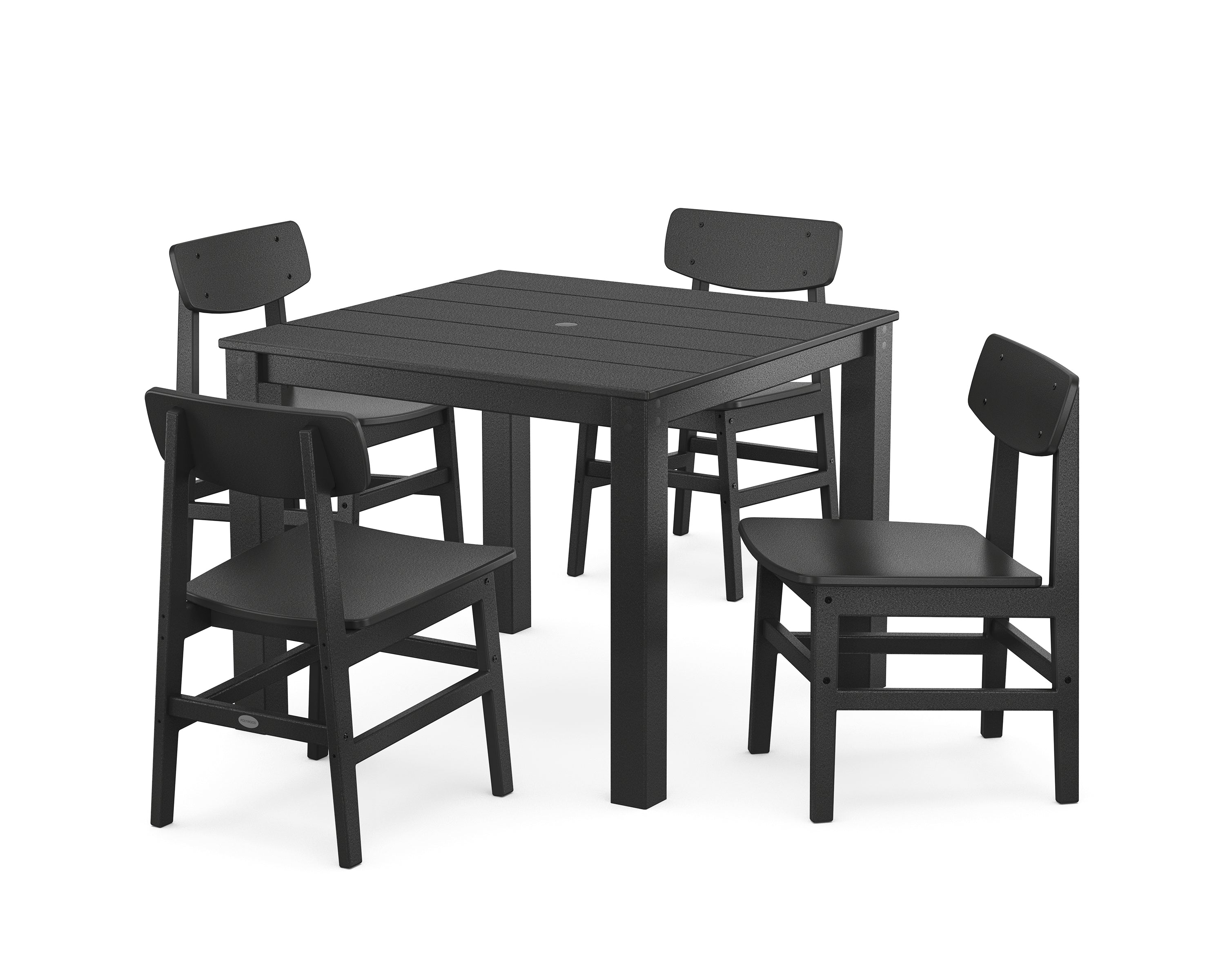 POLYWOOD Modern Studio Urban Chair 5-Piece Parsons Dining Set in Black