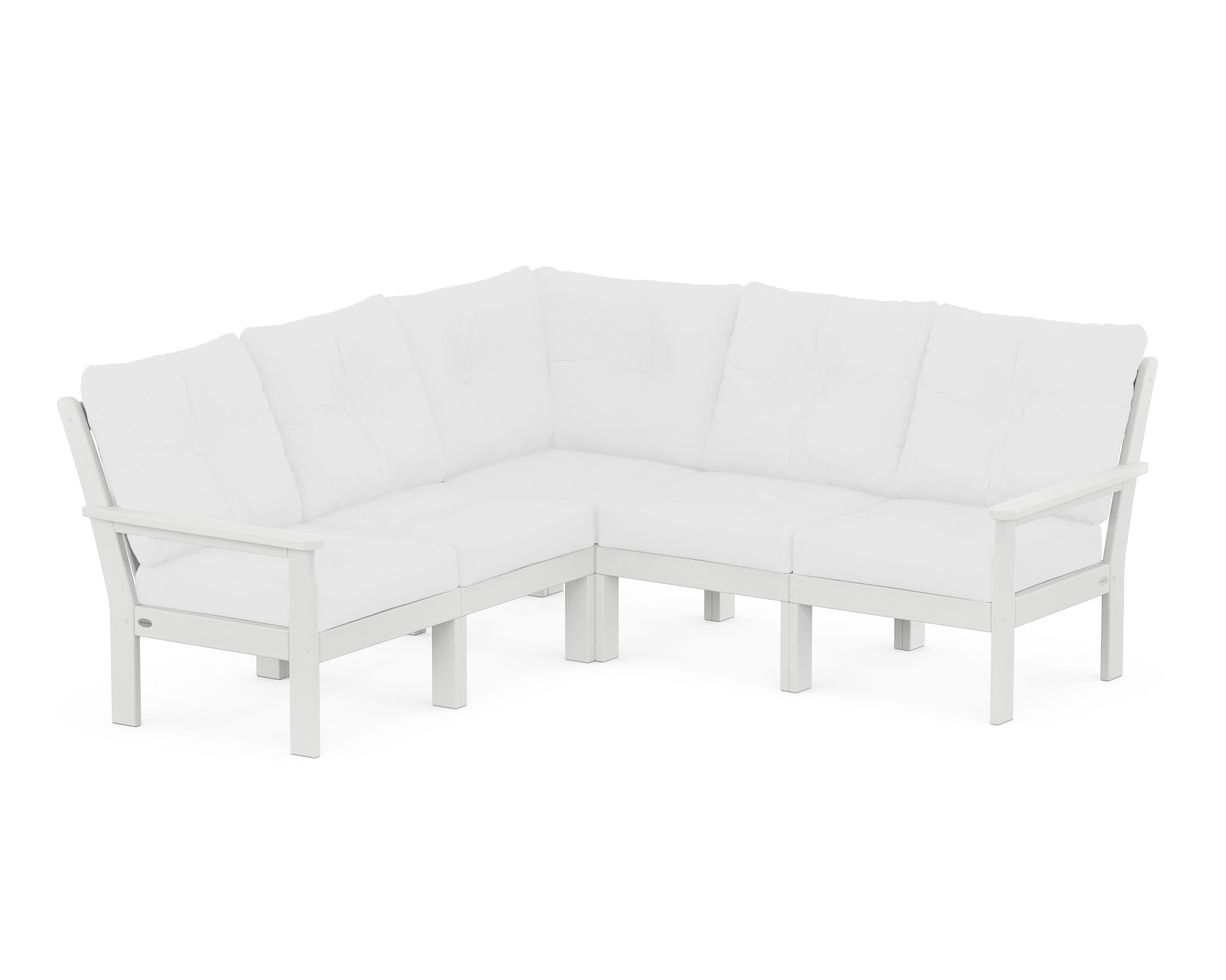 POLYWOOD Vineyard 5-Piece Sectional in White / Natural