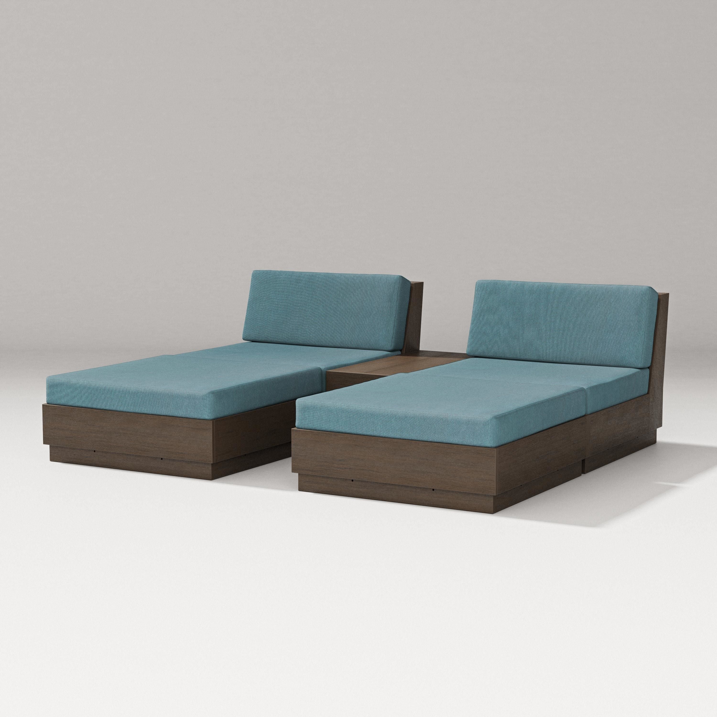 PW Designer Series Elevate Double Chaise Set in Kona / Ocean Teal