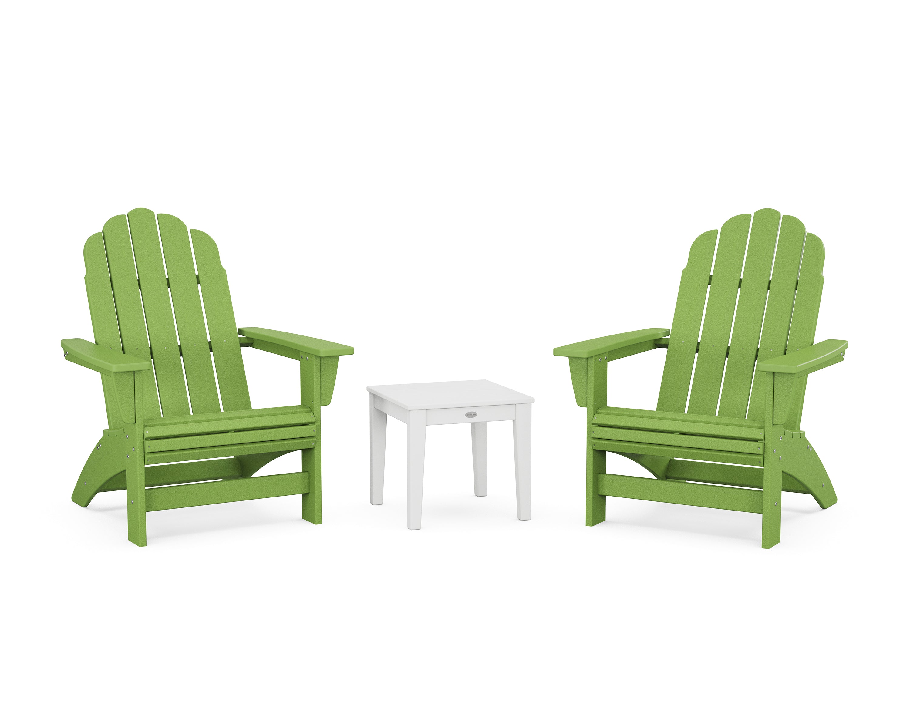 POLYWOOD 3-Piece Vineyard Grand Adirondack Set in Lime / White