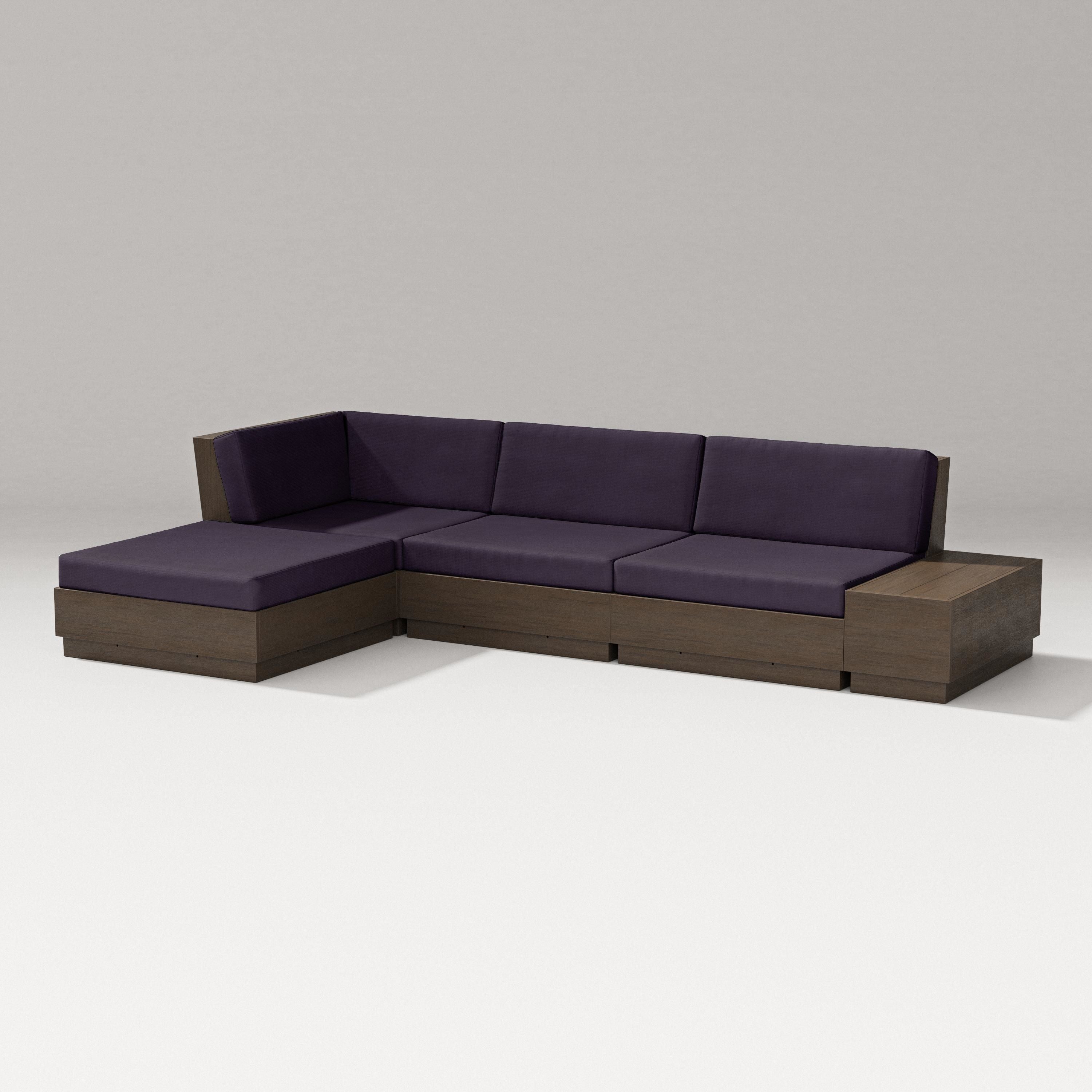 PW Designer Series Elevate Chaise Sectional in Kona / Navy Linen