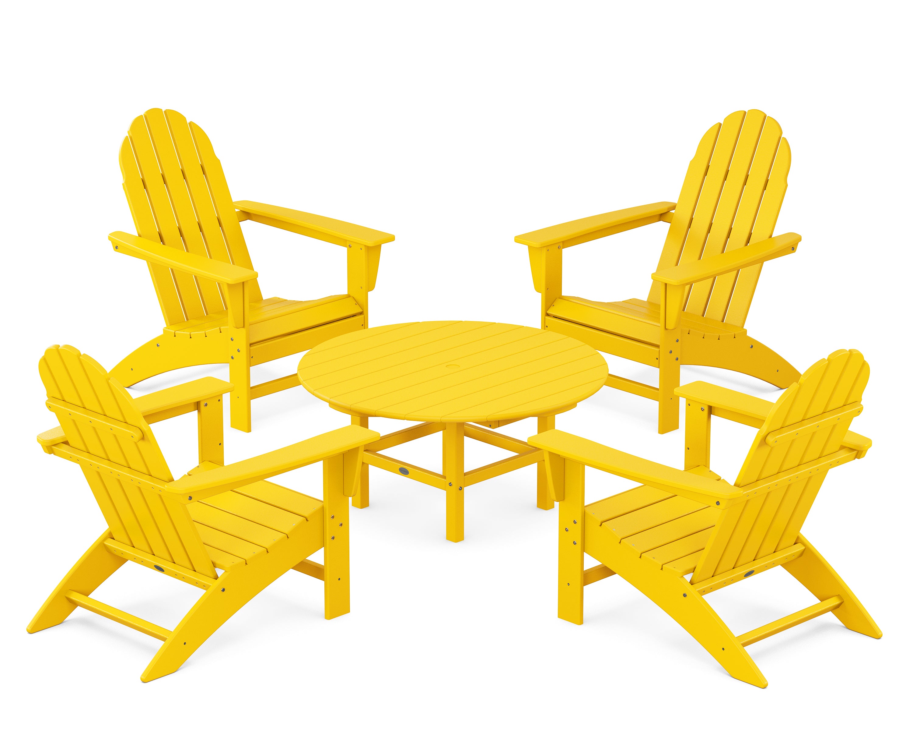 POLYWOOD® Vineyard 5-Piece Adirondack Chair Conversation Set in Lemon