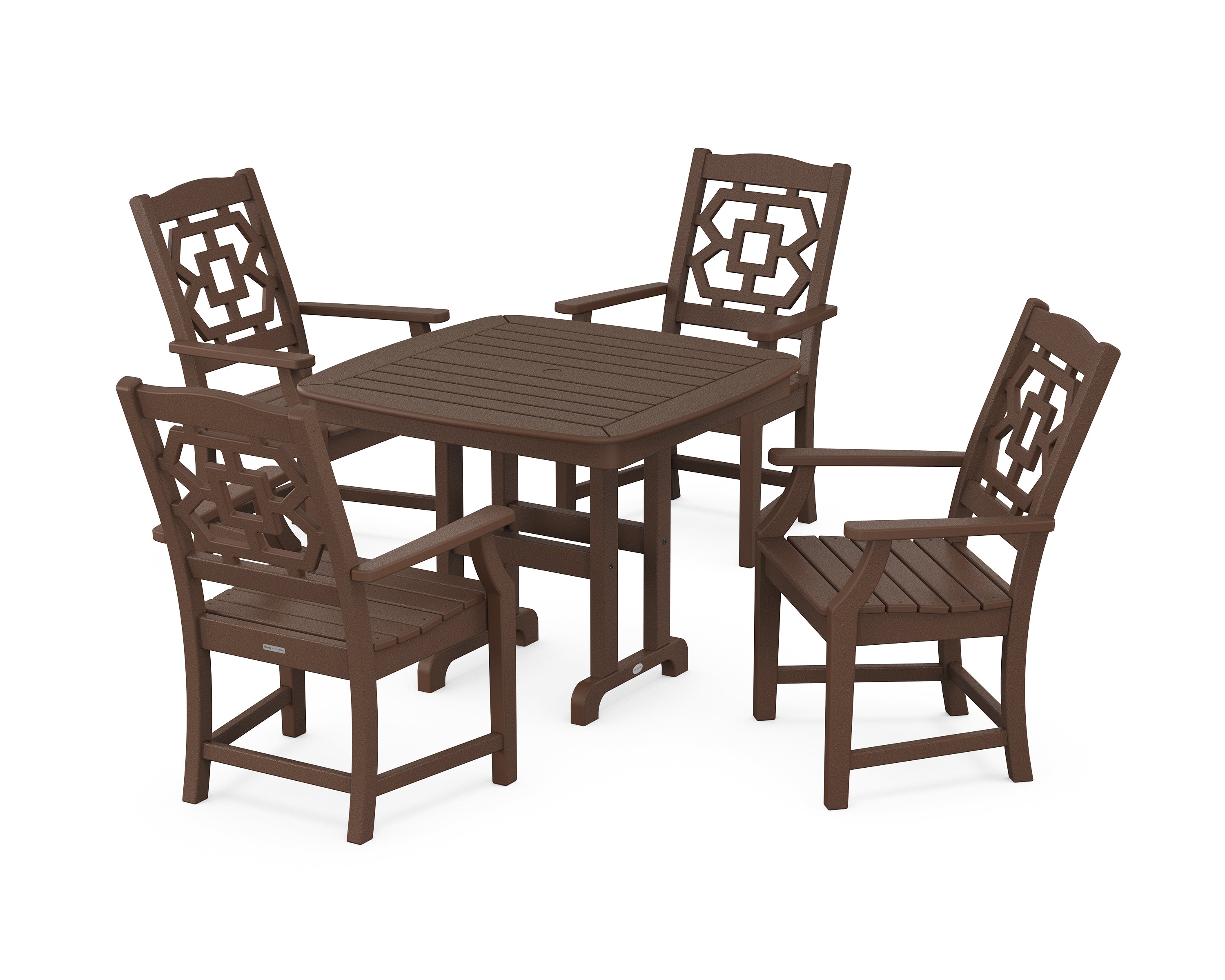 Martha Stewart by POLYWOOD Chinoiserie 5-Piece Dining Set in Mahogany