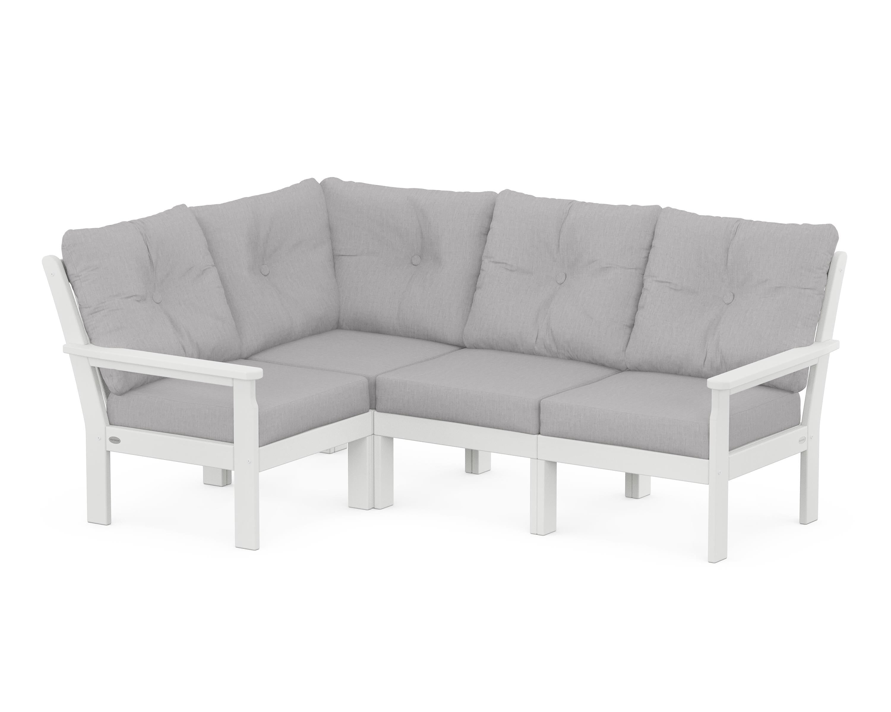 POLYWOOD Vineyard 4-Piece Sectional in White / Granite
