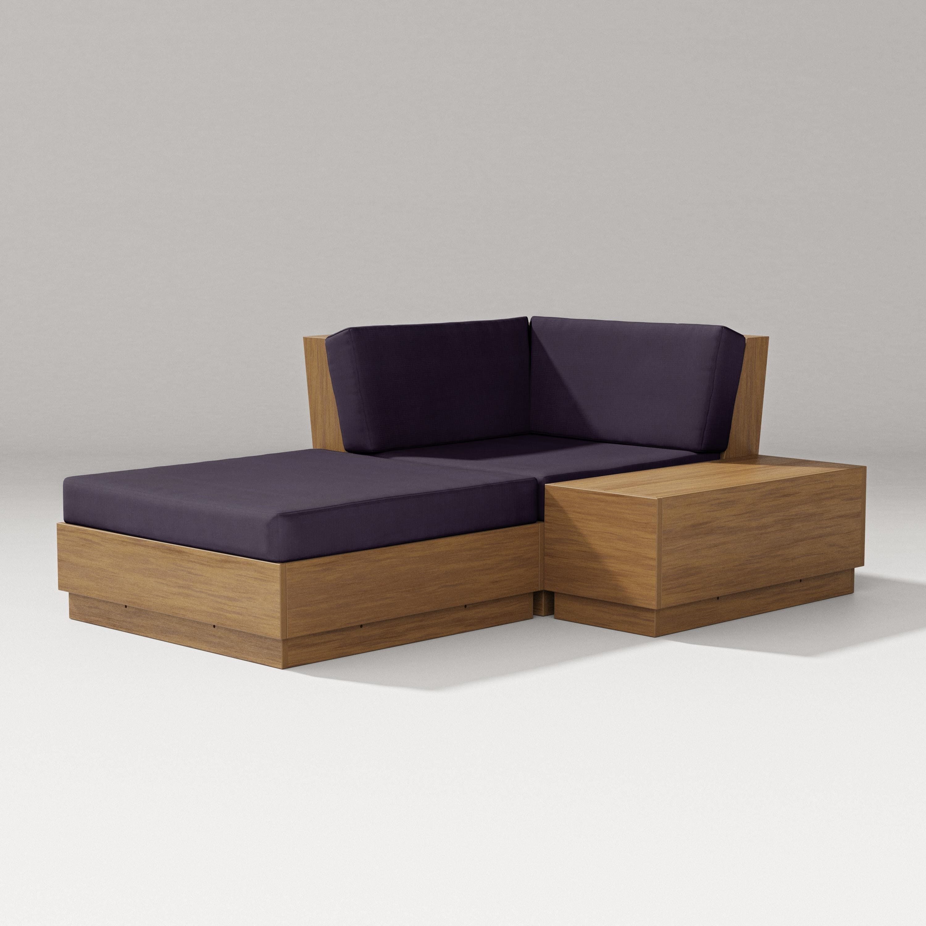 PW Designer Series Elevate Corner Chaise in Natural / Navy Linen