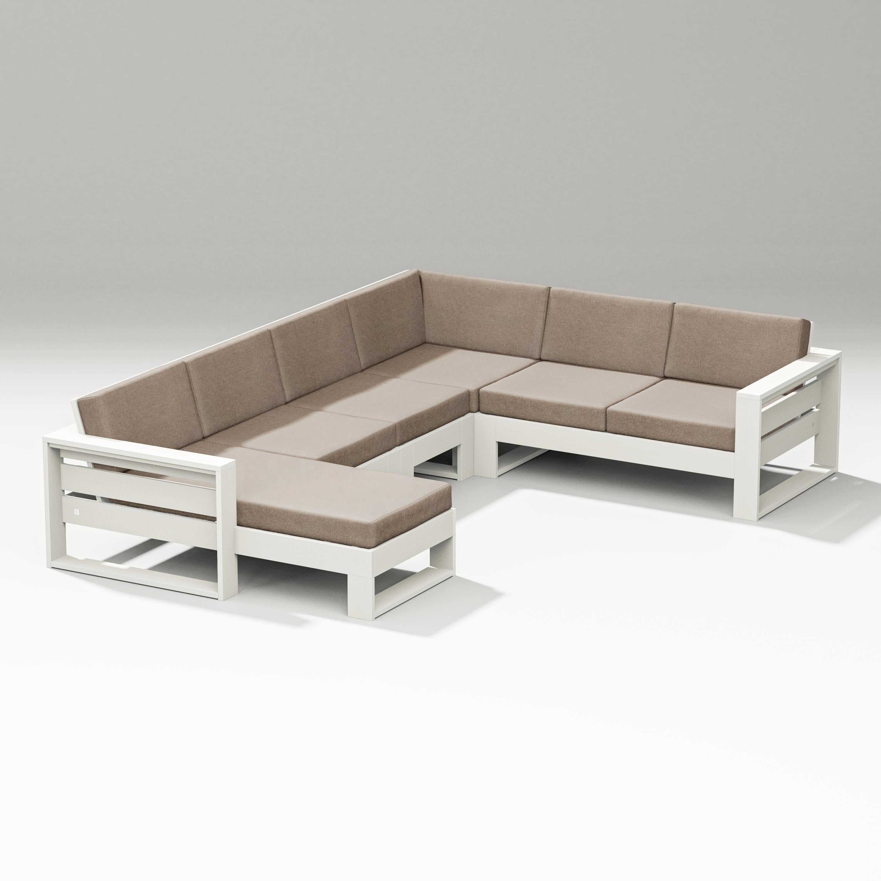 PW Designer Series Latitude Corner Sectional with Left Chaise in Vintage White / Spiced Burlap