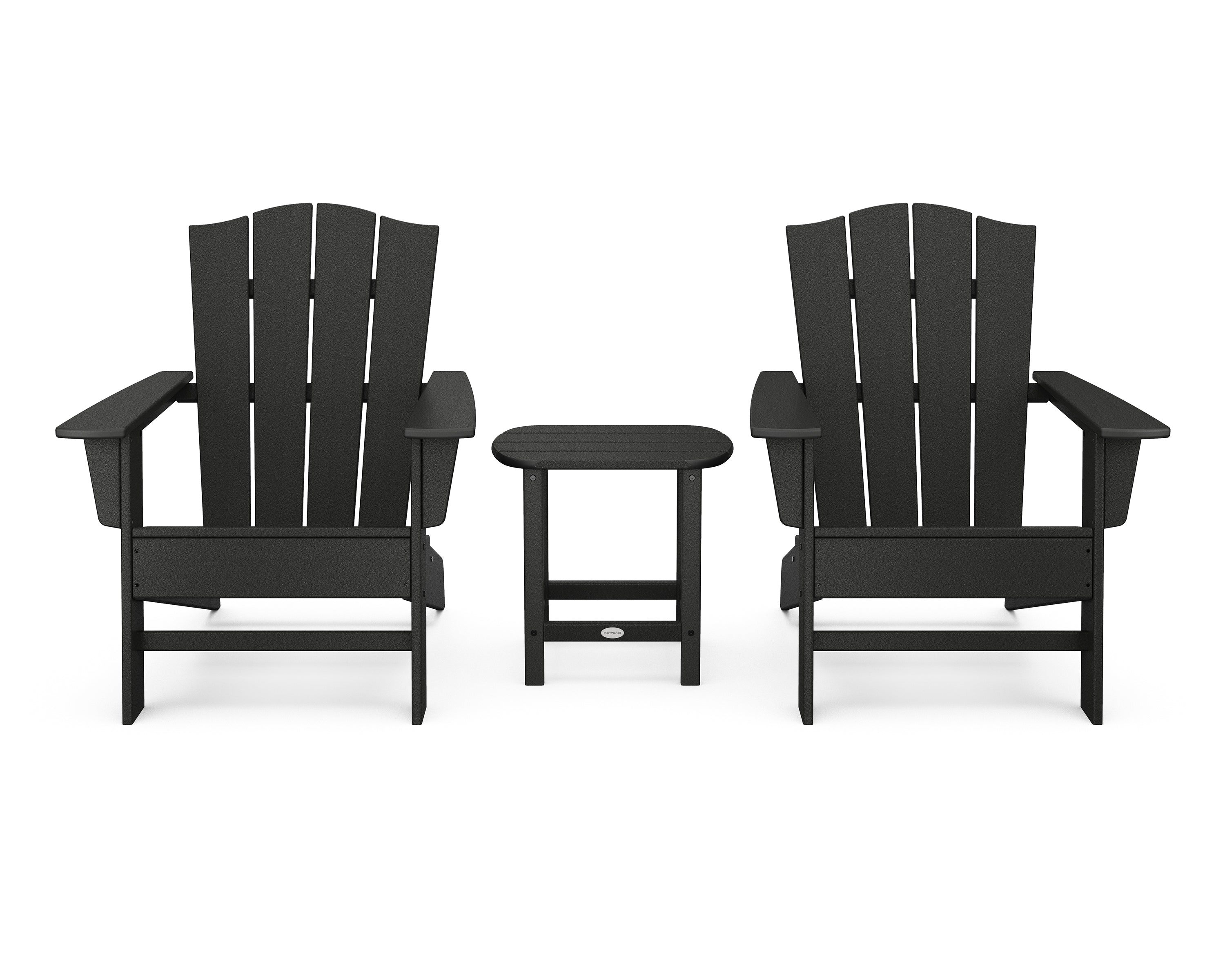 POLYWOOD Wave 3-Piece Adirondack Chair Set with The Crest Chairs in Black