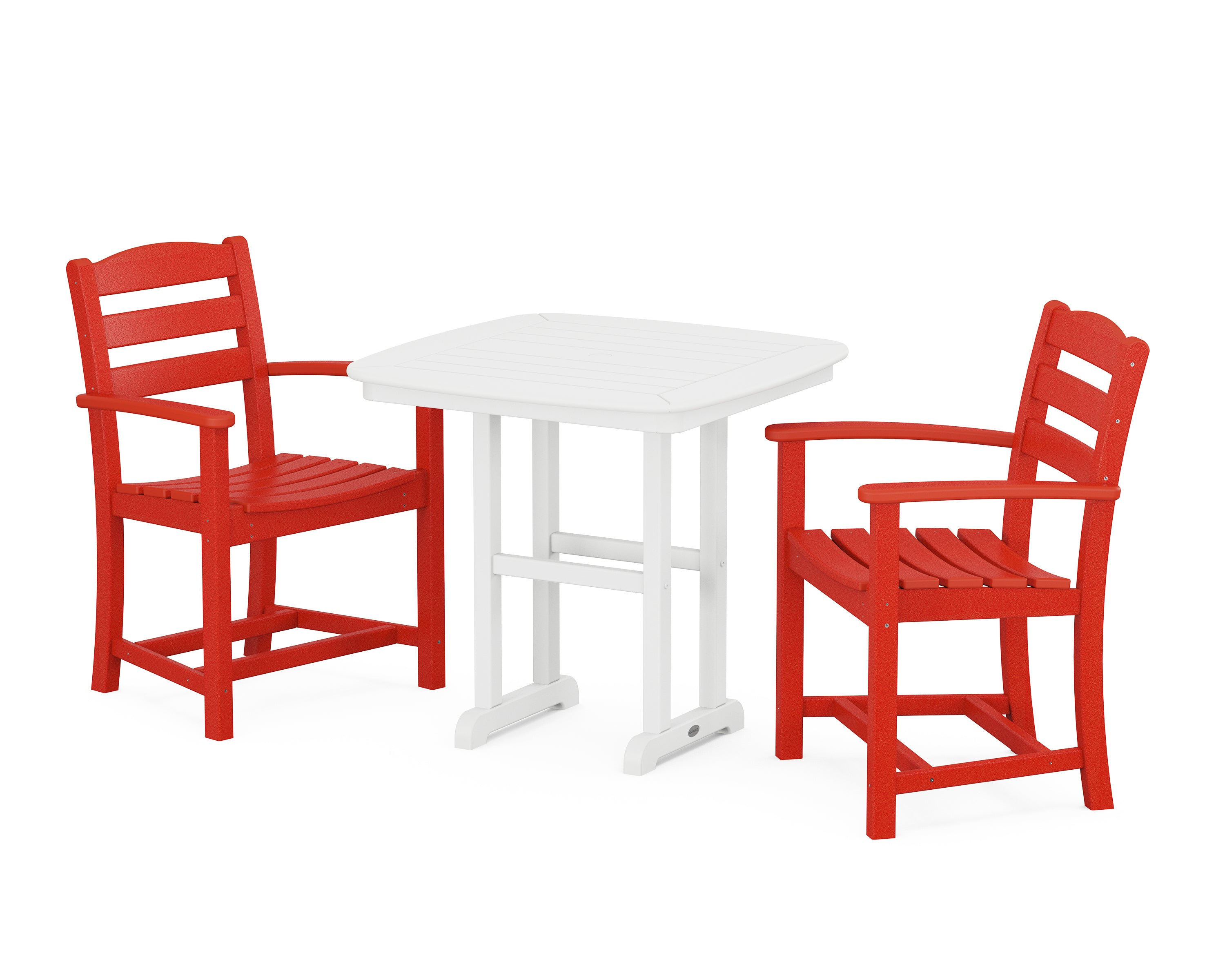 POLYWOOD La Casa Café 3-Piece Dining Set in Sunset Red / White