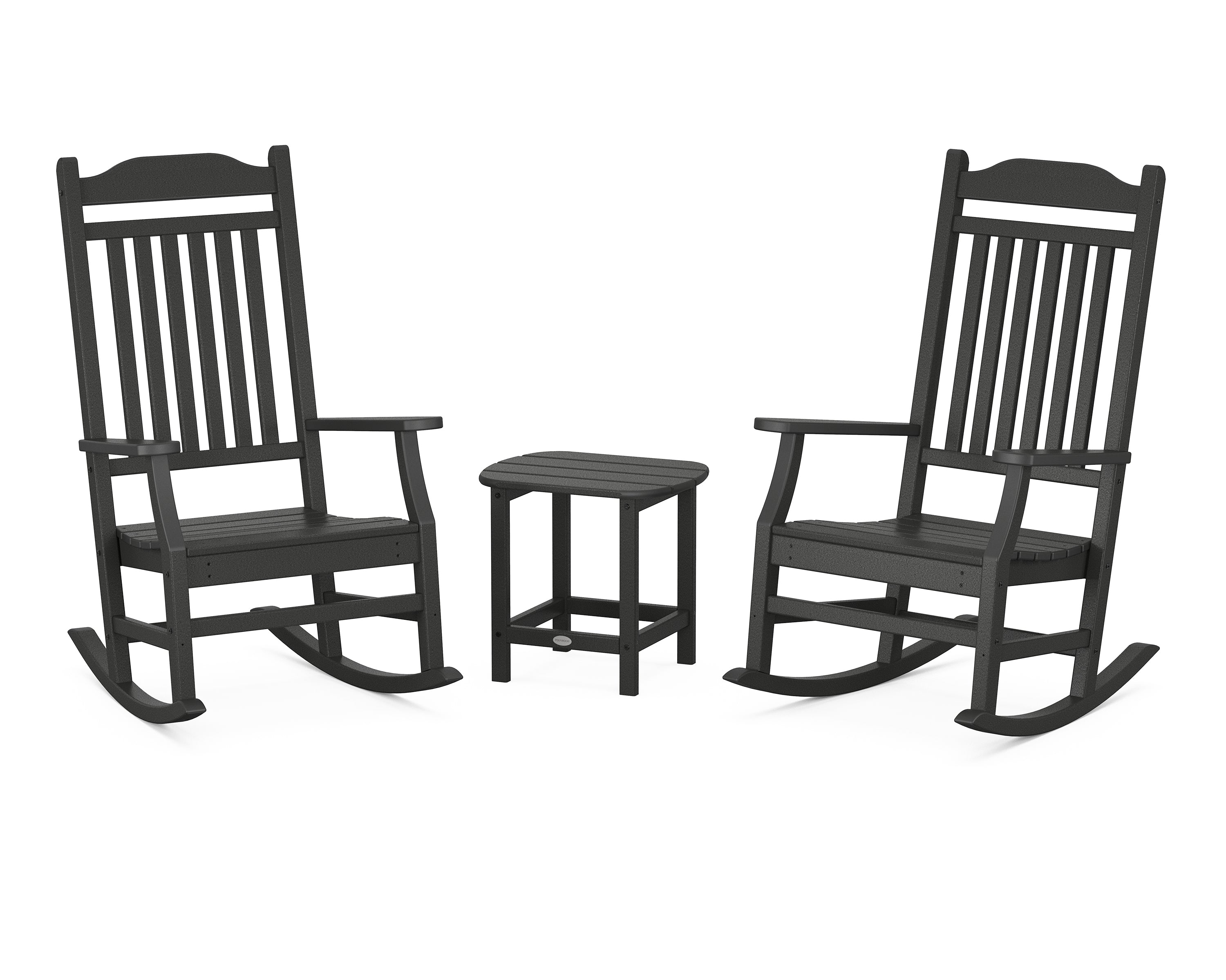 POLYWOOD Country Living Rocking Chair 3-Piece Set in Black