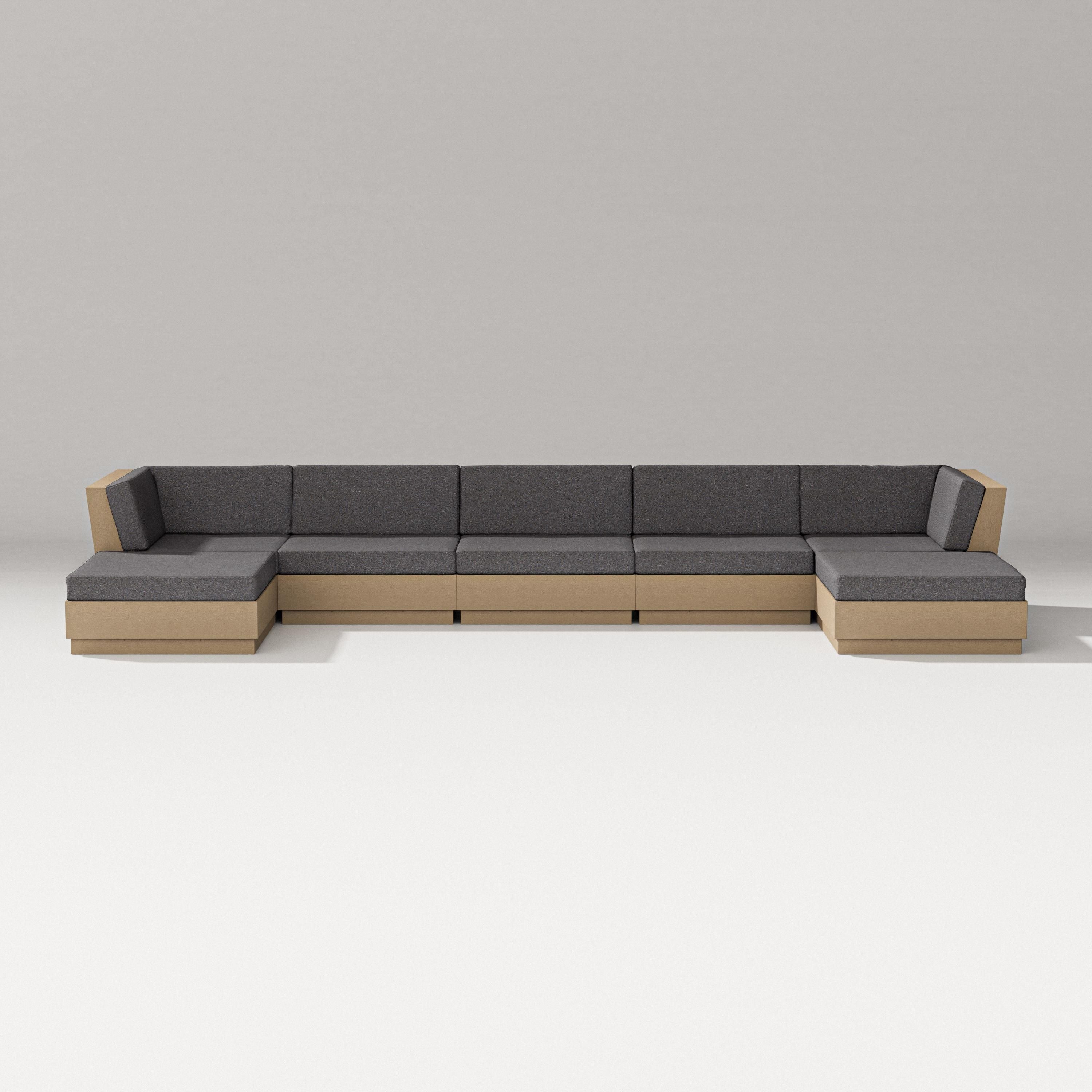 PW Designer Series Elevate 7-Piece Double Chaise Sectional in Vintage Sahara / Ash Charcoal